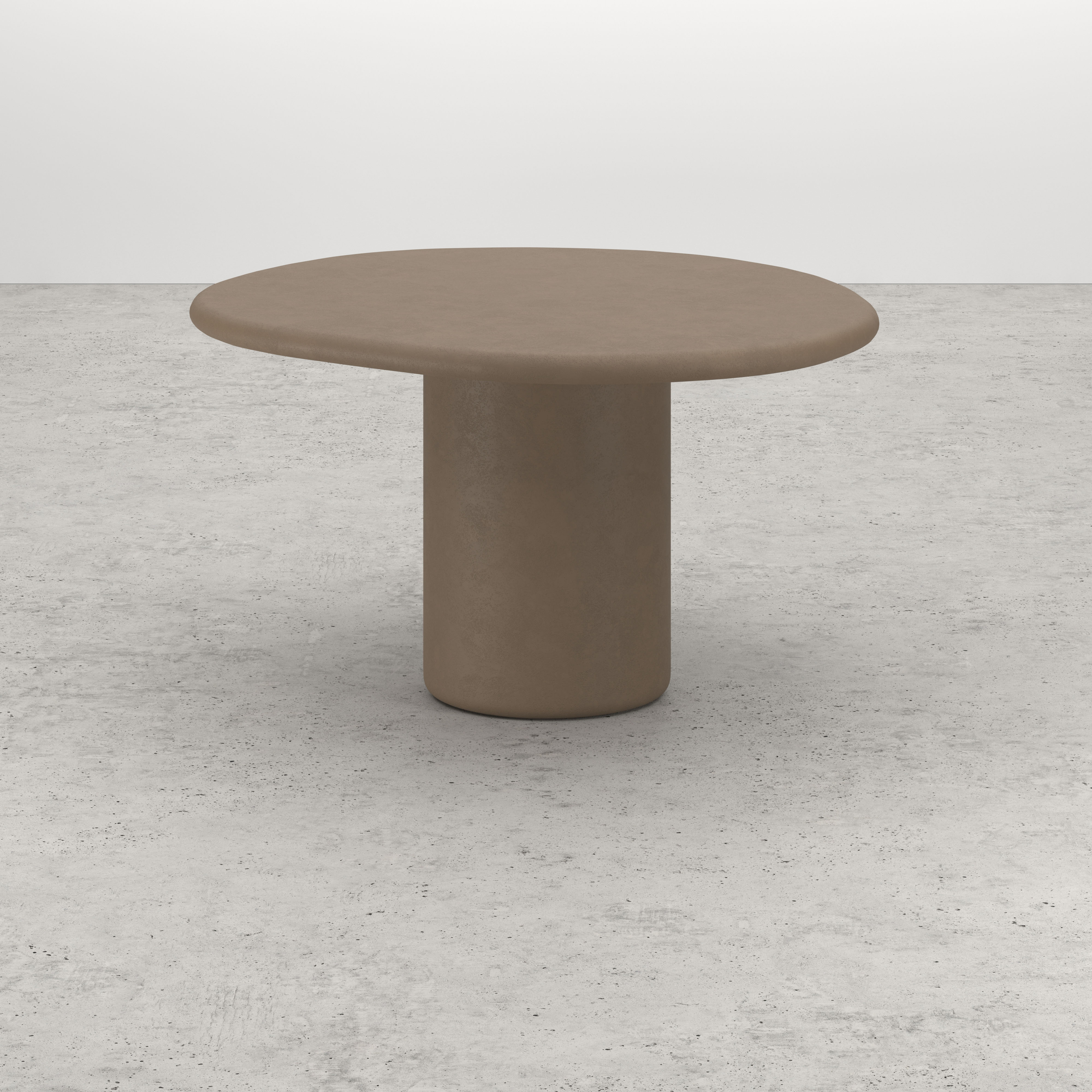 Eettafel Artisano met pebblevormig Artisano blad in Claylime kleur Desert