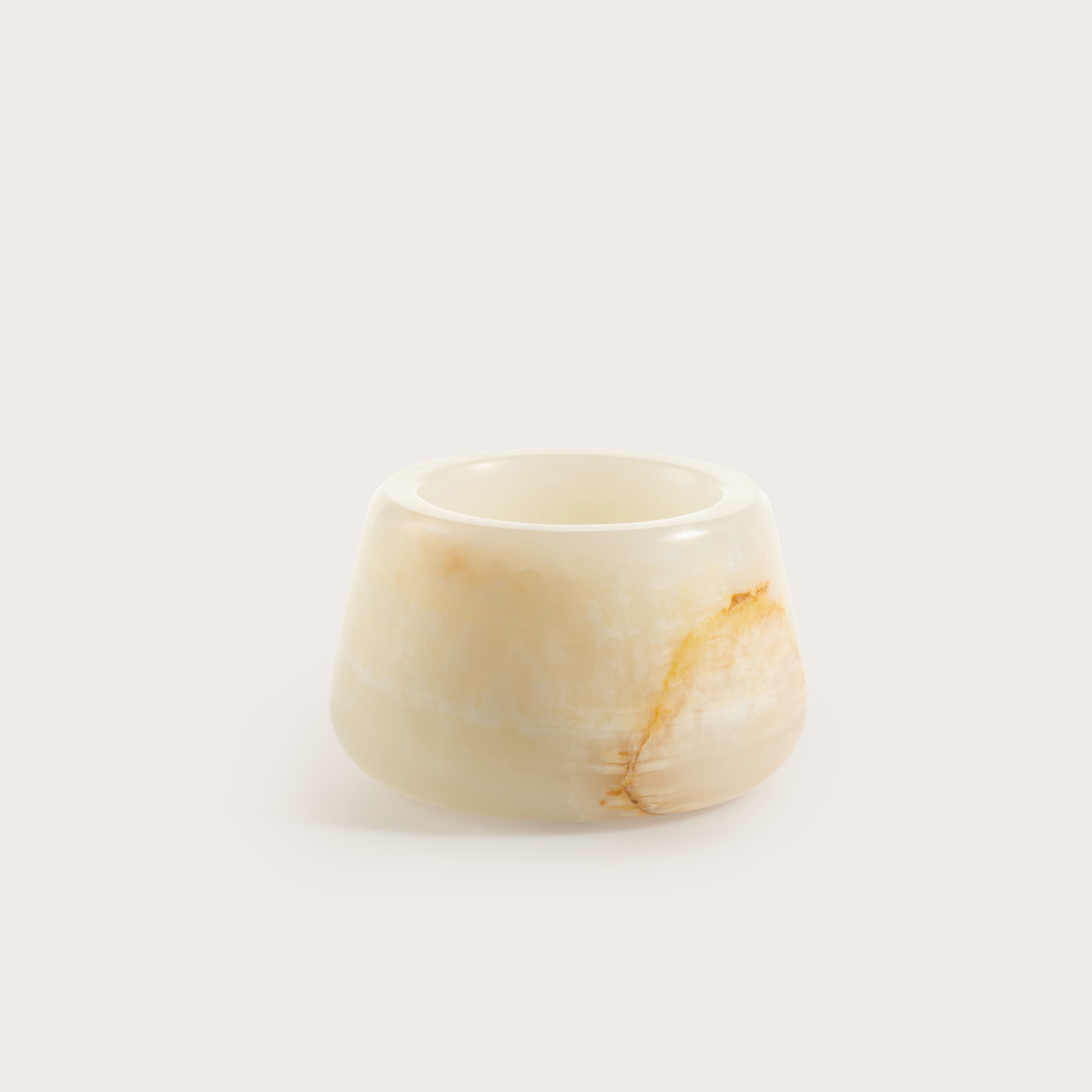 Bowery theelichthouder onyx Travertine Ø10xH6cm