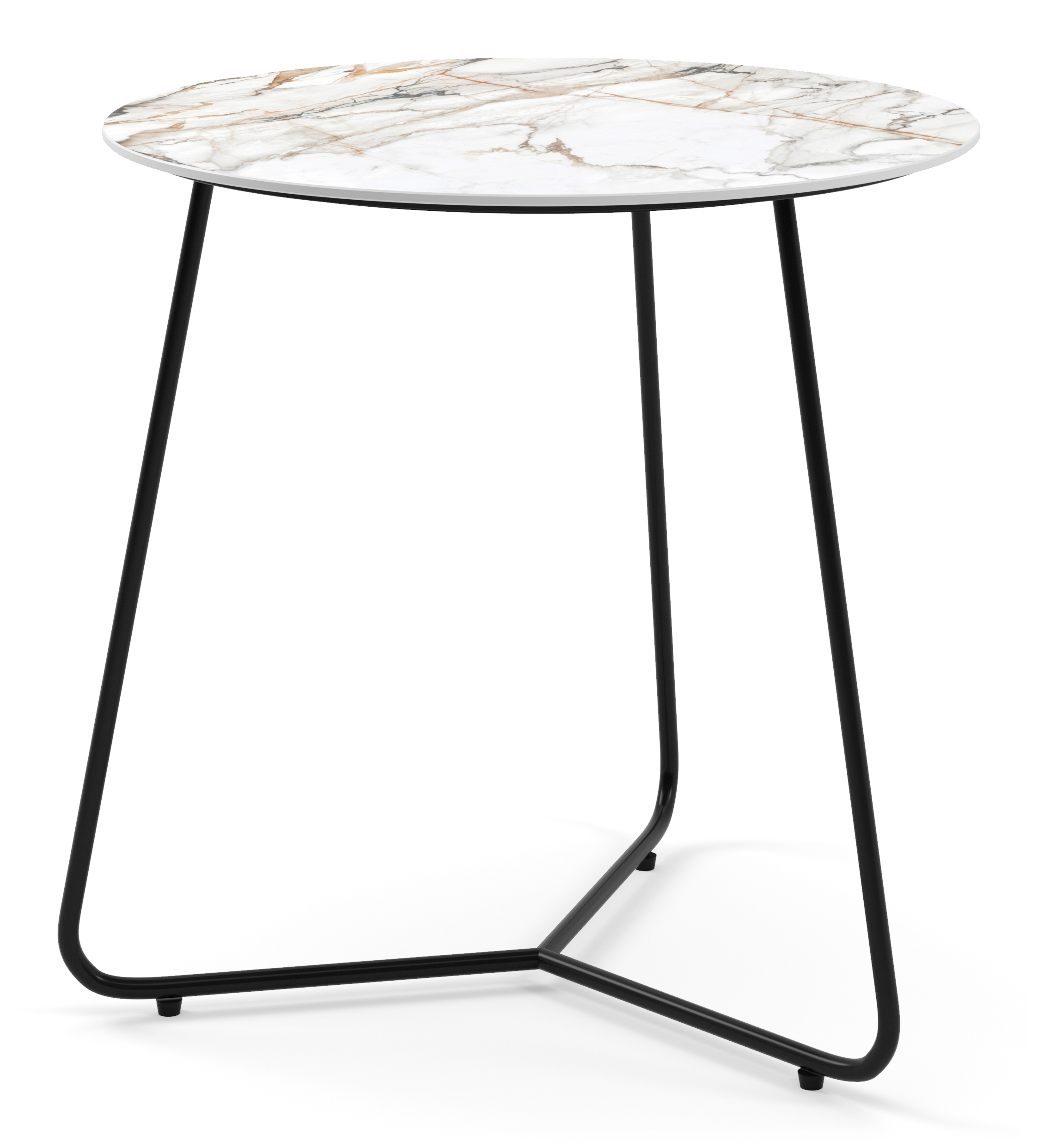 Table d'appoint Marzo armature métal noir avec plateau de table Ceramo en céramique couleur Calacatta Luxe