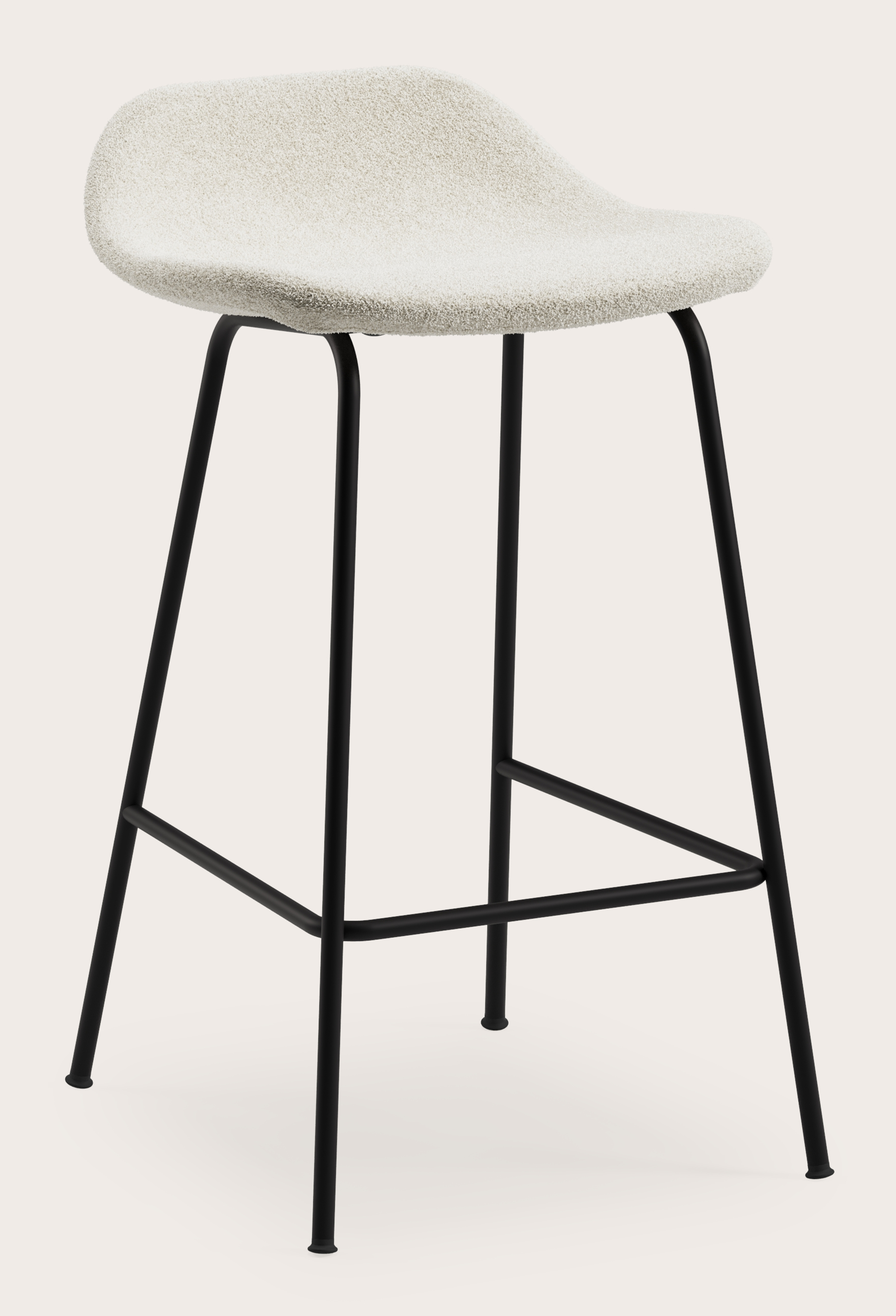 Vasco tabouret de bar basse en métal noir avec assise en Aria tissu Mastic