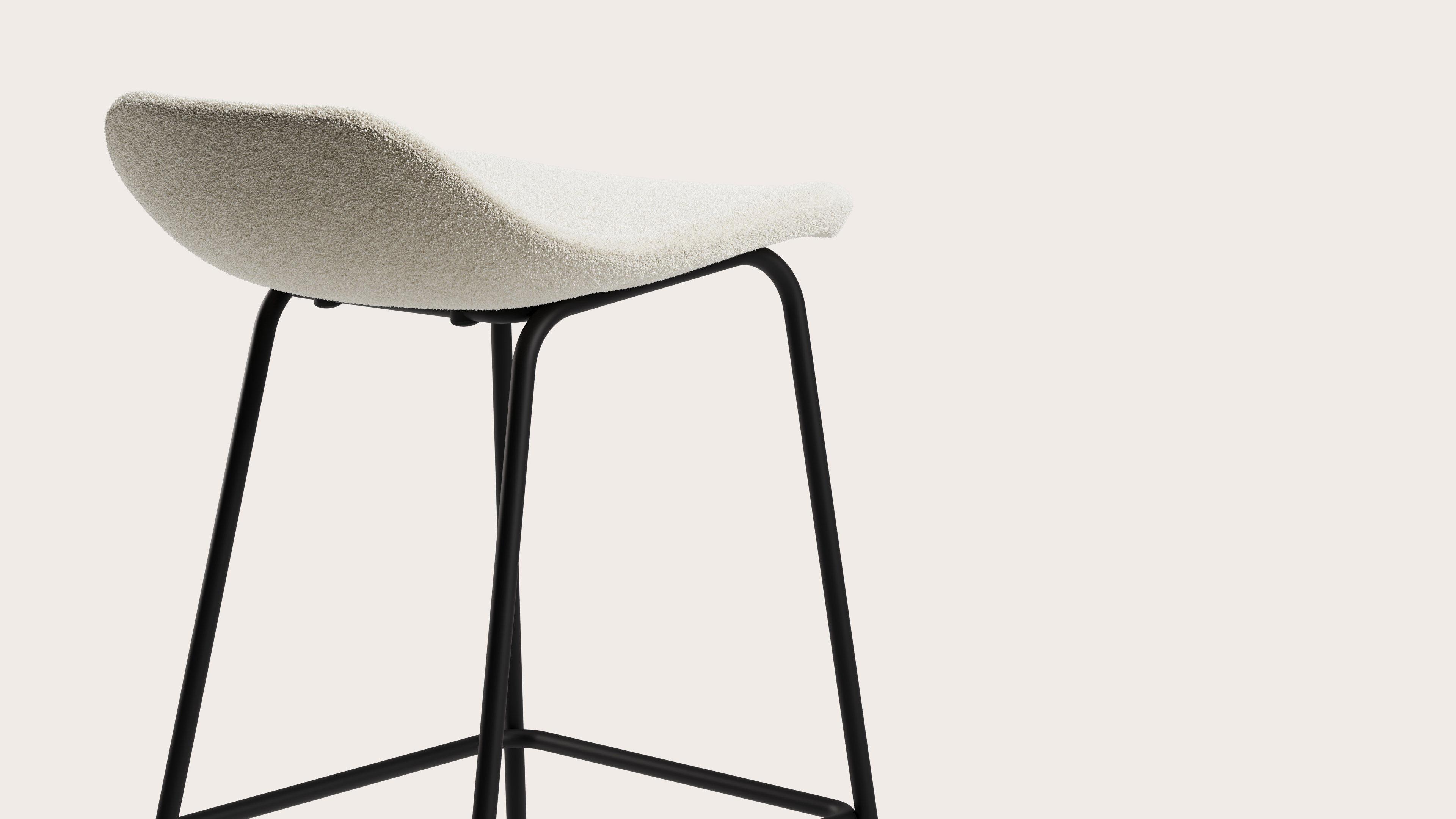 Vasco tabouret de bar haute métal noir avec assise en Aria tissu Mastic