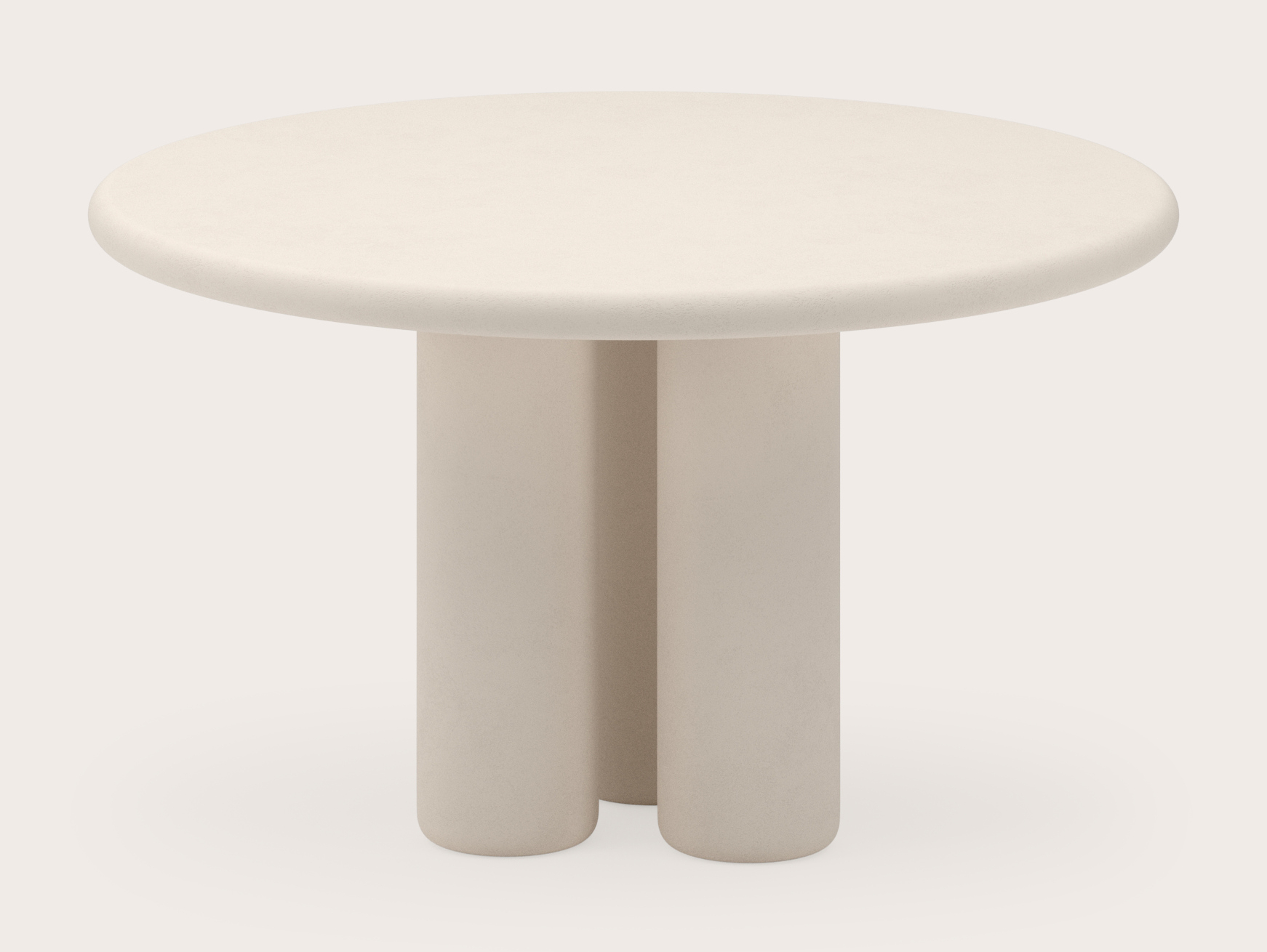 Table de salle à manger Artisano avec plateau Artisano rond en Claylime couleur Eggshell