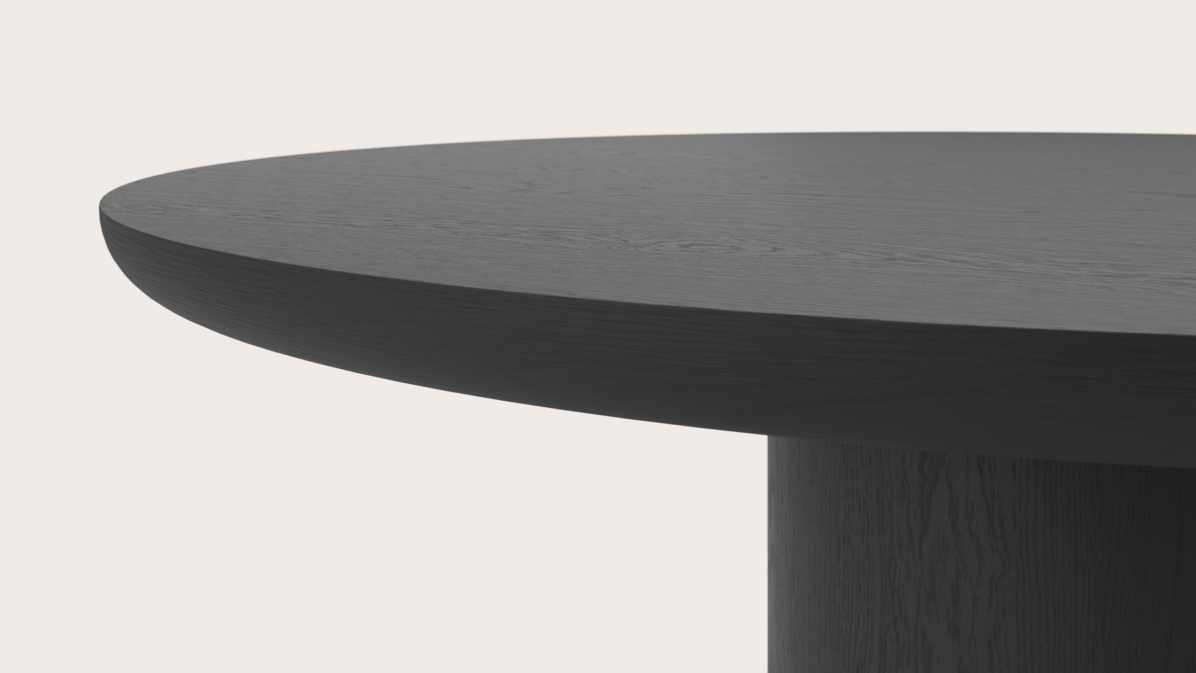 Eettafel Amato Rondo onderstel met rond Amato blad in zwarte eik Ø140 x 76 cm