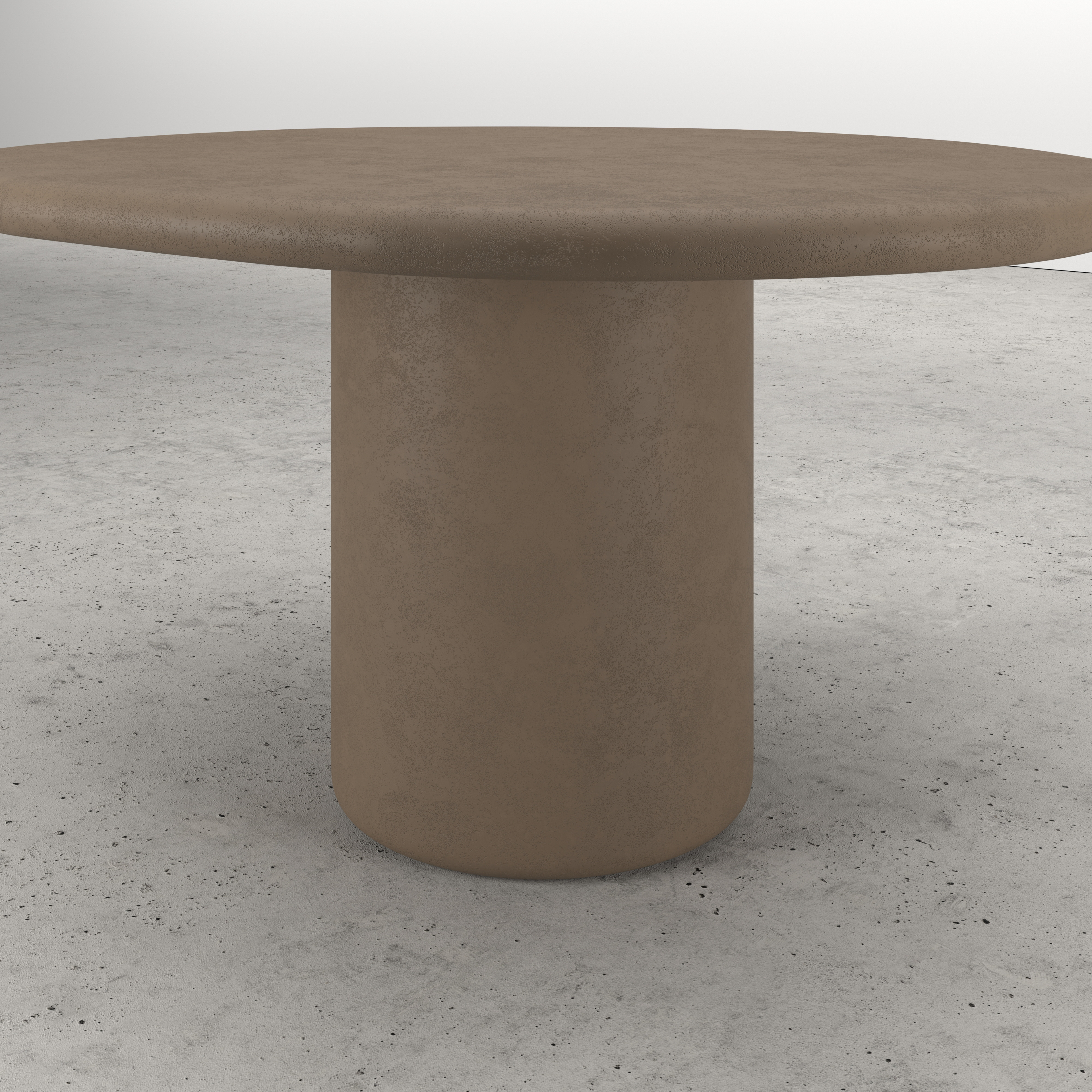 Table de salle à manger low dining Artisano forme pebble en Claylime couleur Desert 140 x 126 x 76 cm