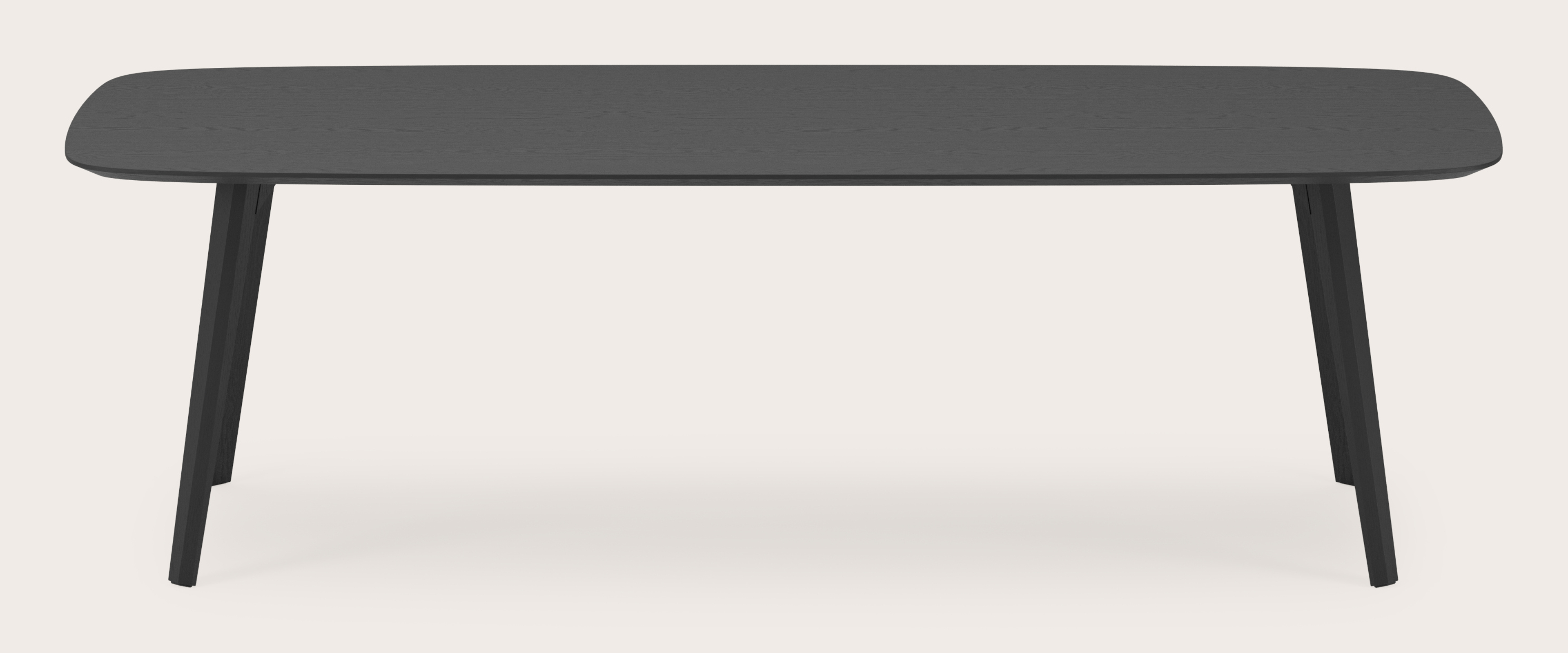 Table de salle à manger Clino armature en chêne noir avec plateau Finesso en forme arrondi en chêne noir 260 x 110 x 77 cm