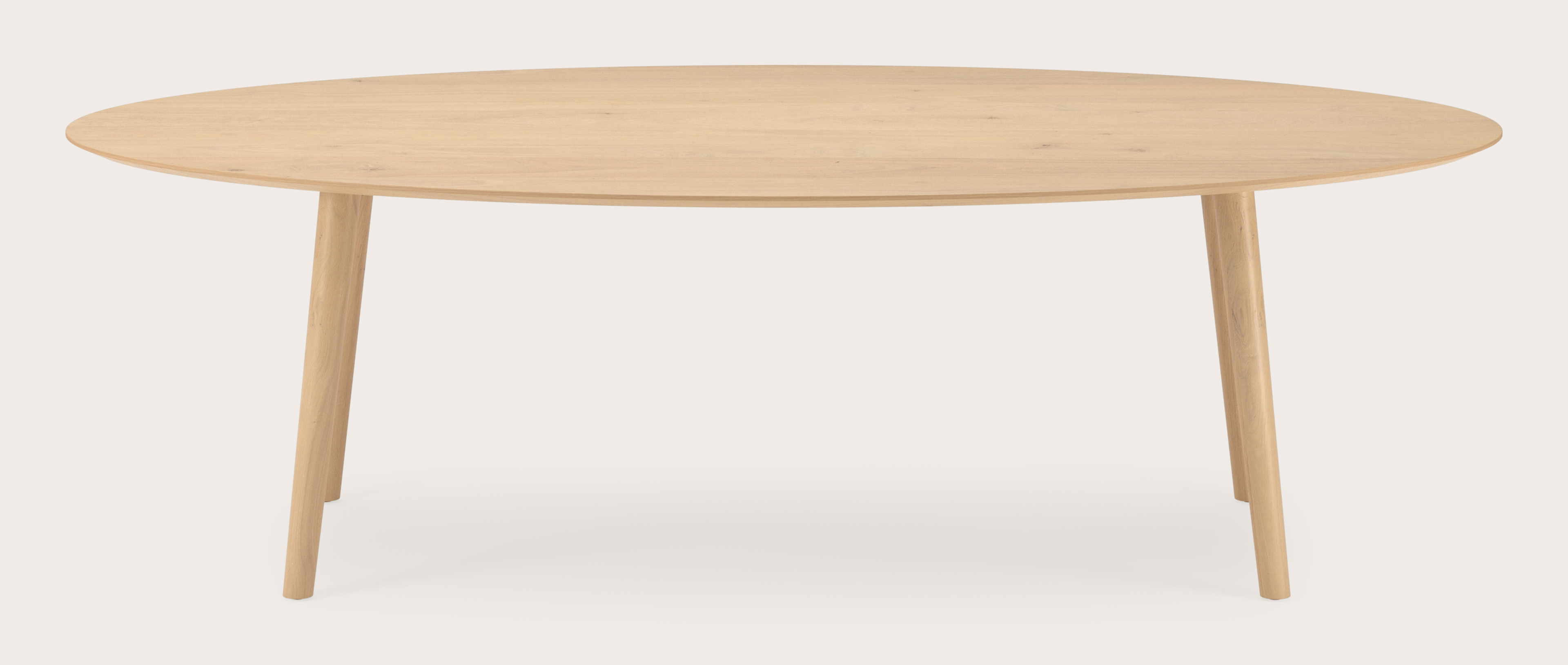 Table de salle à manger Conico armature en chêne couleur naturelle avec plateau Finesso en forme ovale en chêne couleur naturelle 260 x 130 x 77 cm