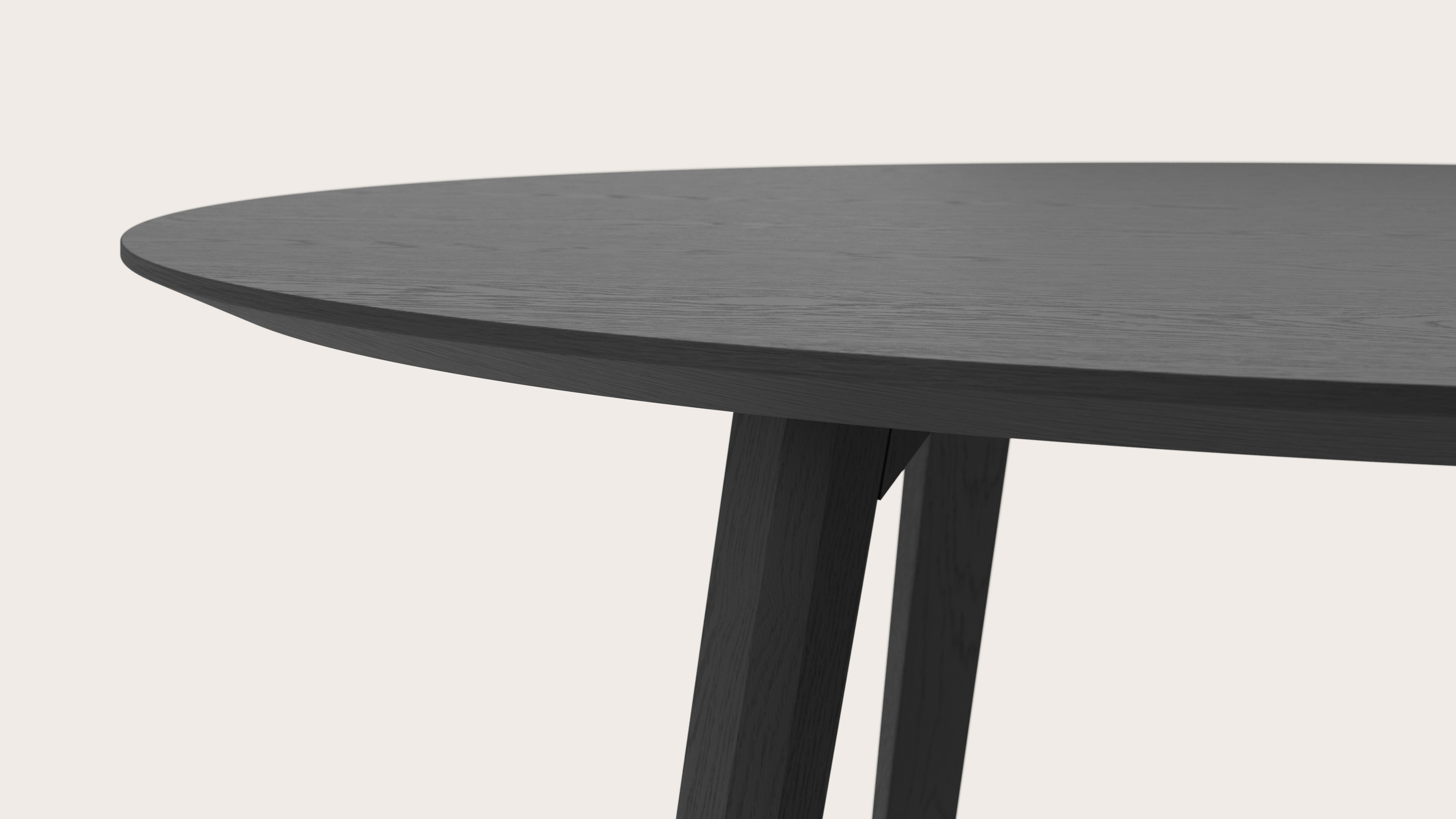 Table de salle à manger Clino armature en chêne noir avec plateau Finesso rond en chêne noir Ø140 x 76 cm