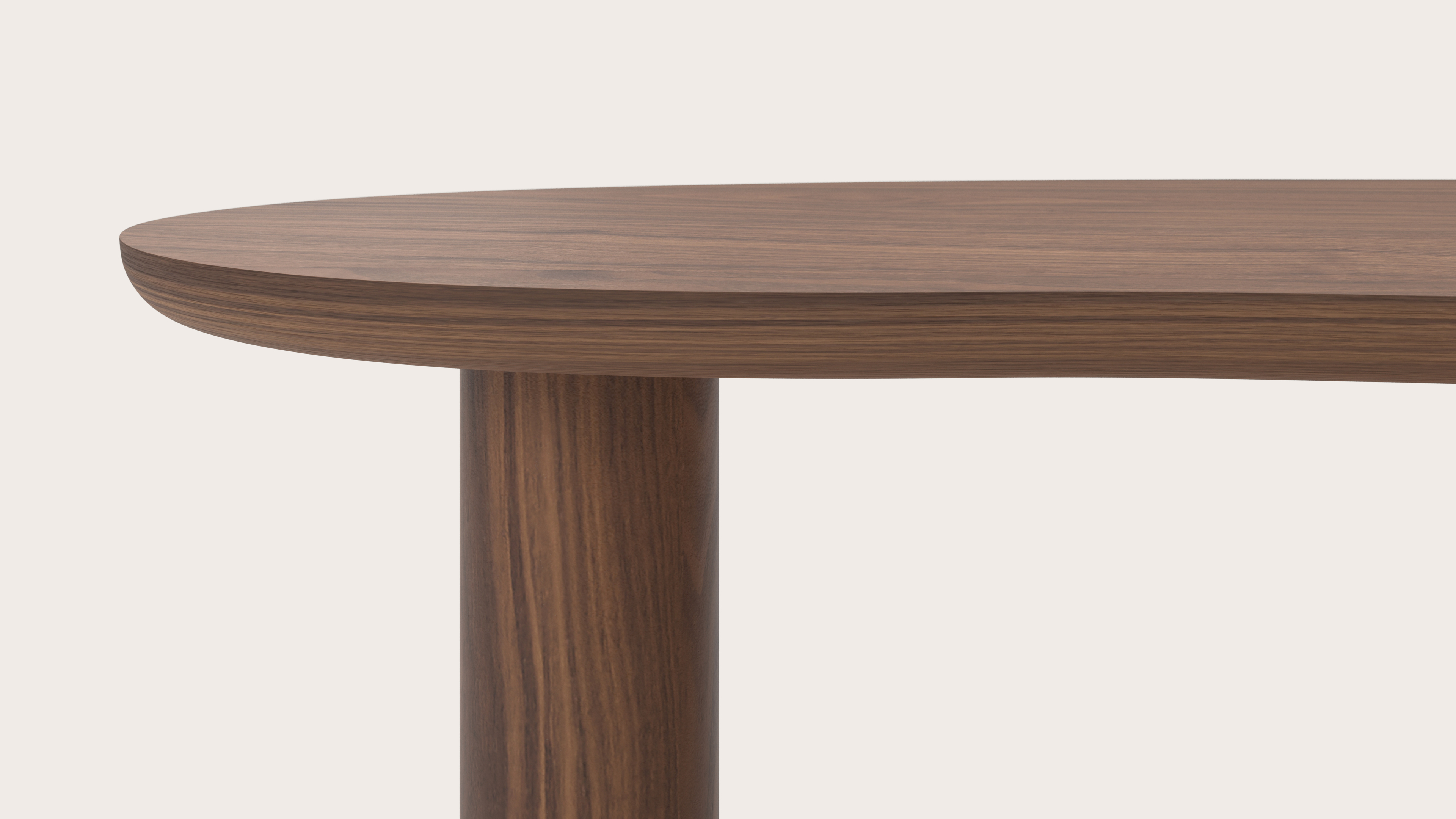 Table basse Amato XSmall Rondo armature avec plateau Amato en forme blob en noyer 113 x 56 x 39 cm