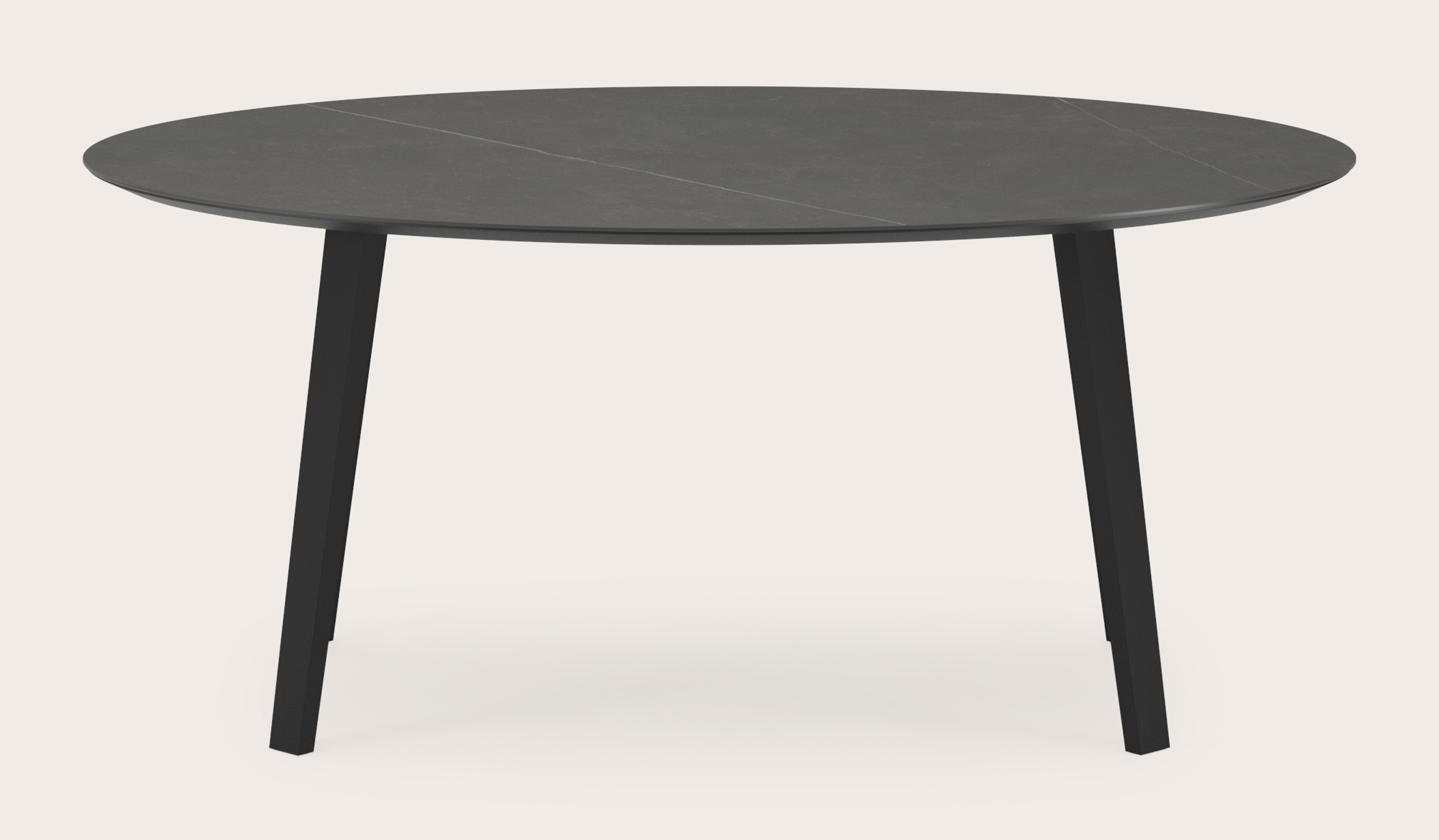 Table de salle à manger Clino armature en métal noir avec plateau Ceramo ovale en céramique en couleur Calatorao 180 x 110 x 77 cm