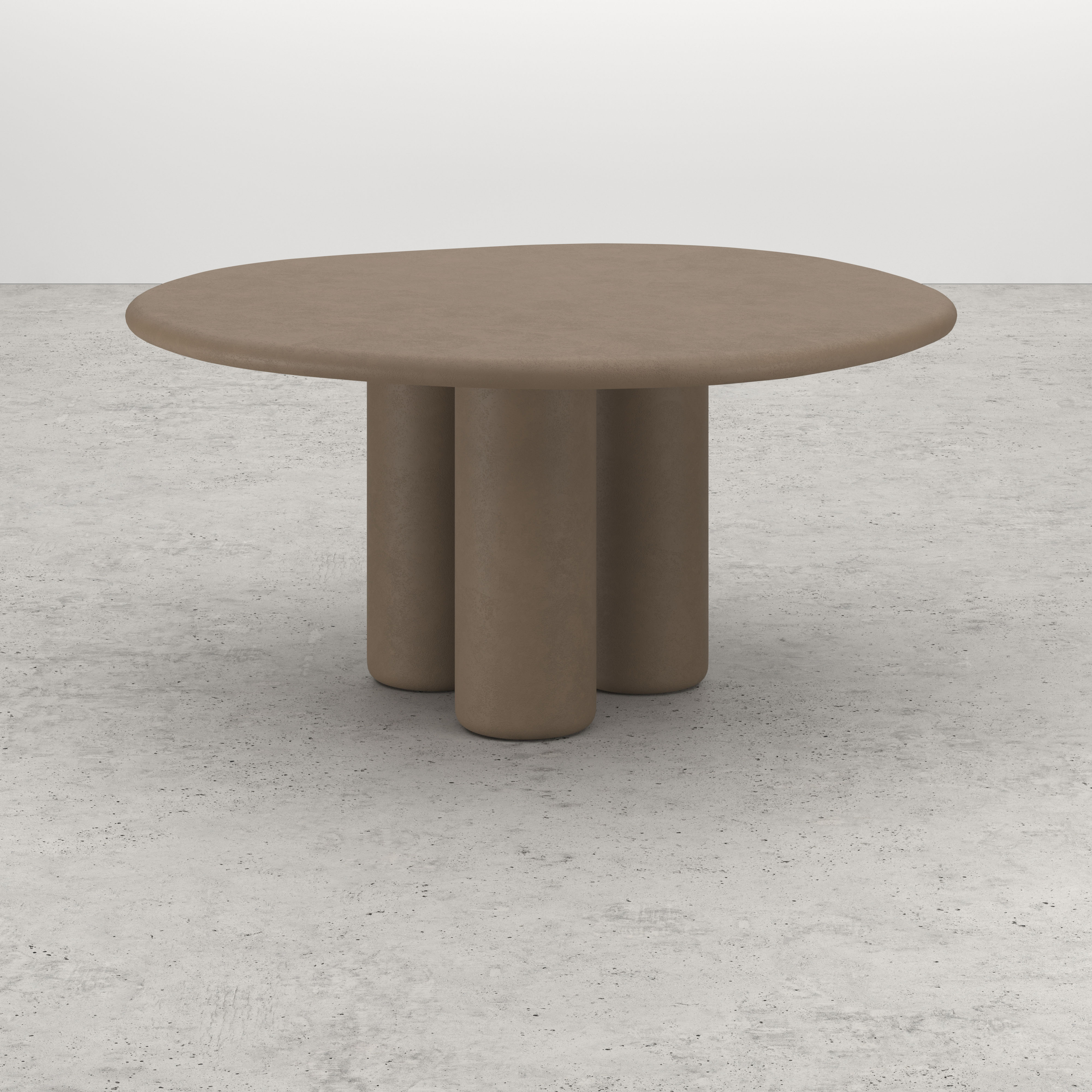 Eettafel Artisano met pebblevormig Artisano blad in Claylime kleur Desert