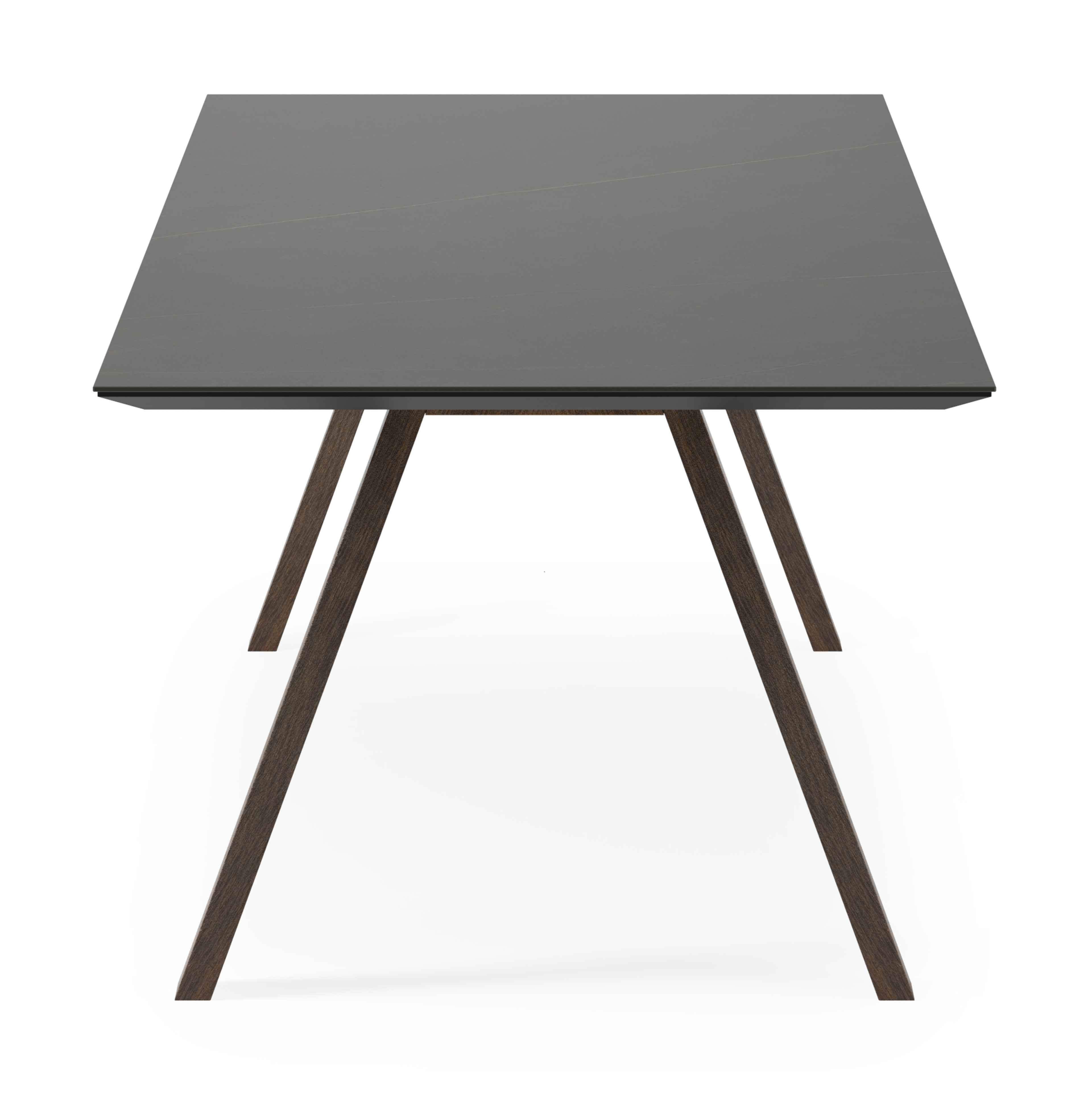 Eettafel Tiendo onderstel in gerookte eik met rechthoekig volkeramisch Ceramo blad in kleur Calatorao 260 x 100 x 77 cm