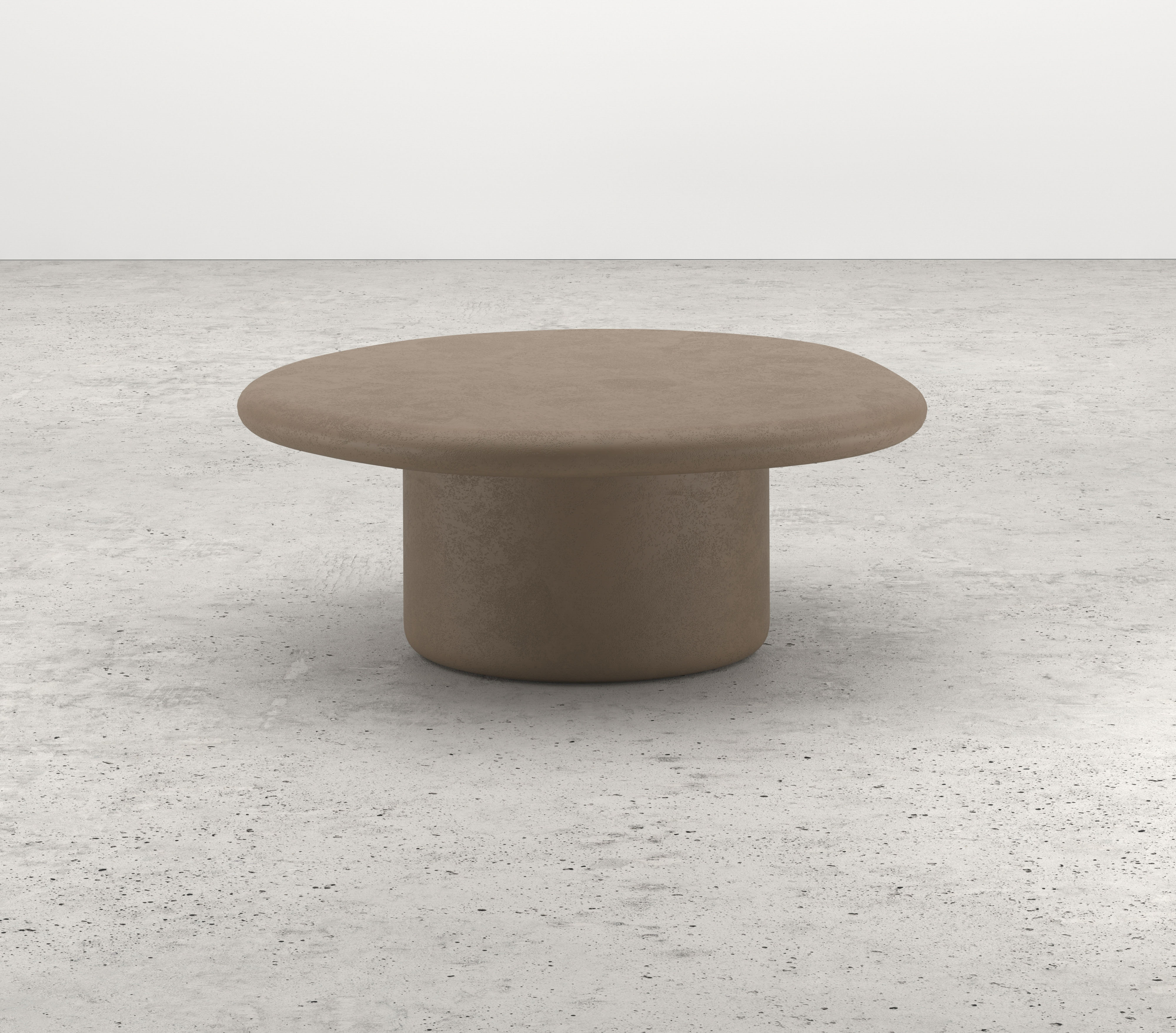 Salontafel Artisano XLarge onderstel met pebblevormig Artisano blad in Claylime kleur