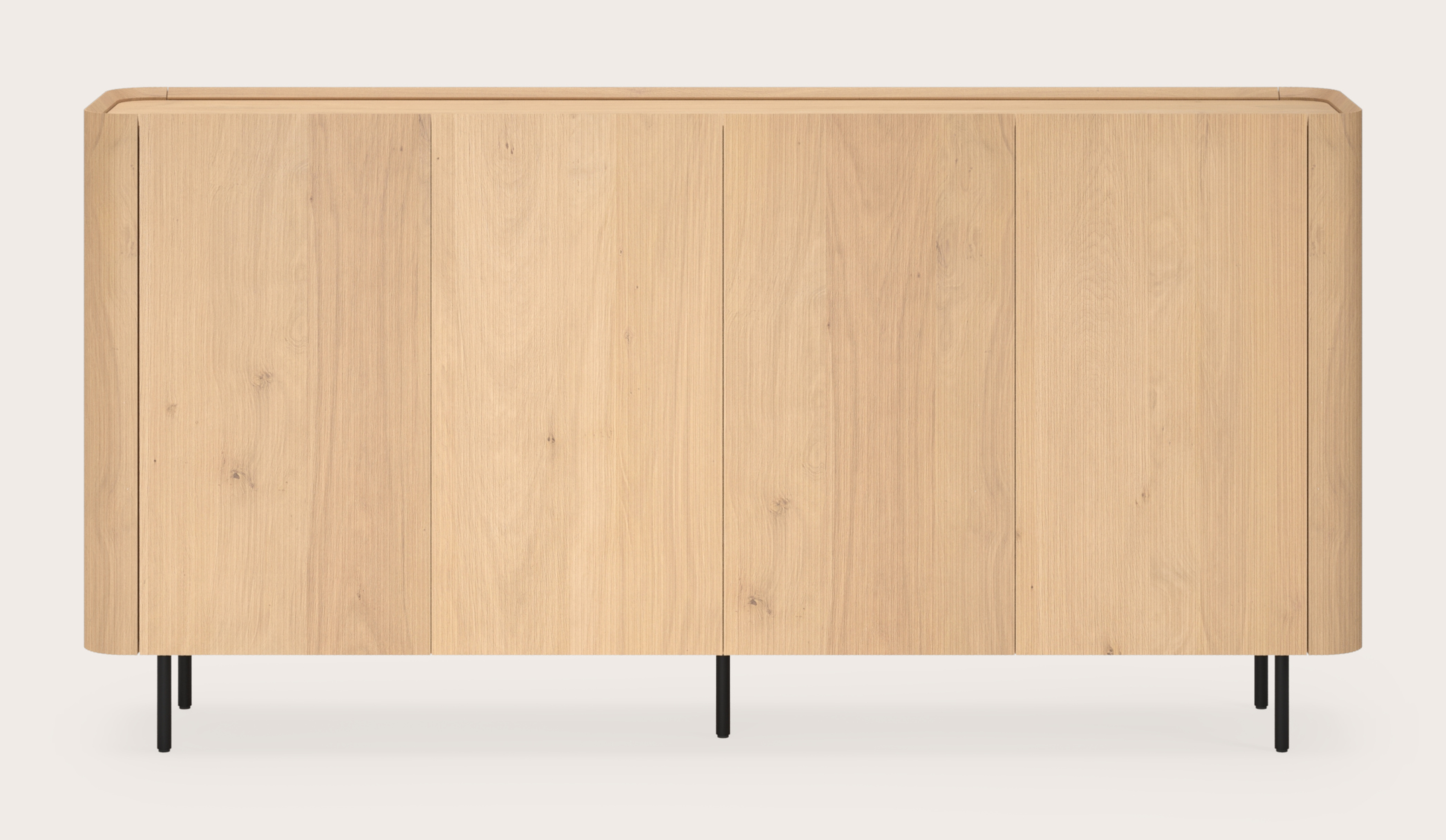 Grivato hoge dressoir in natuurkleurige eik met ronde poten 219 x 45 cm