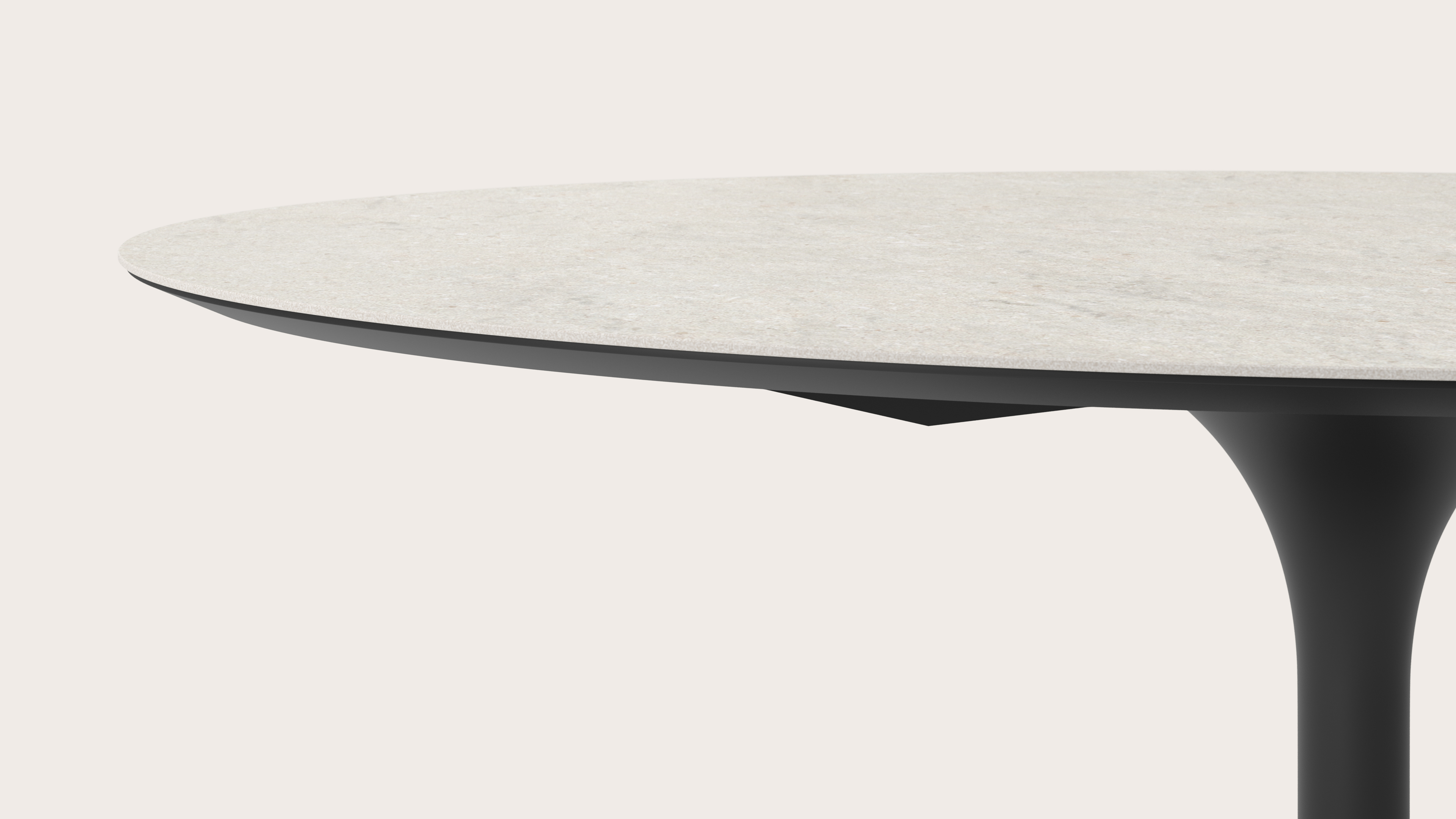 Table de salle à manger Tulipo armature en métal noir avec plateau Ceramo ovale en céramique en couleur Shilin 180 x 110 x 77 cm