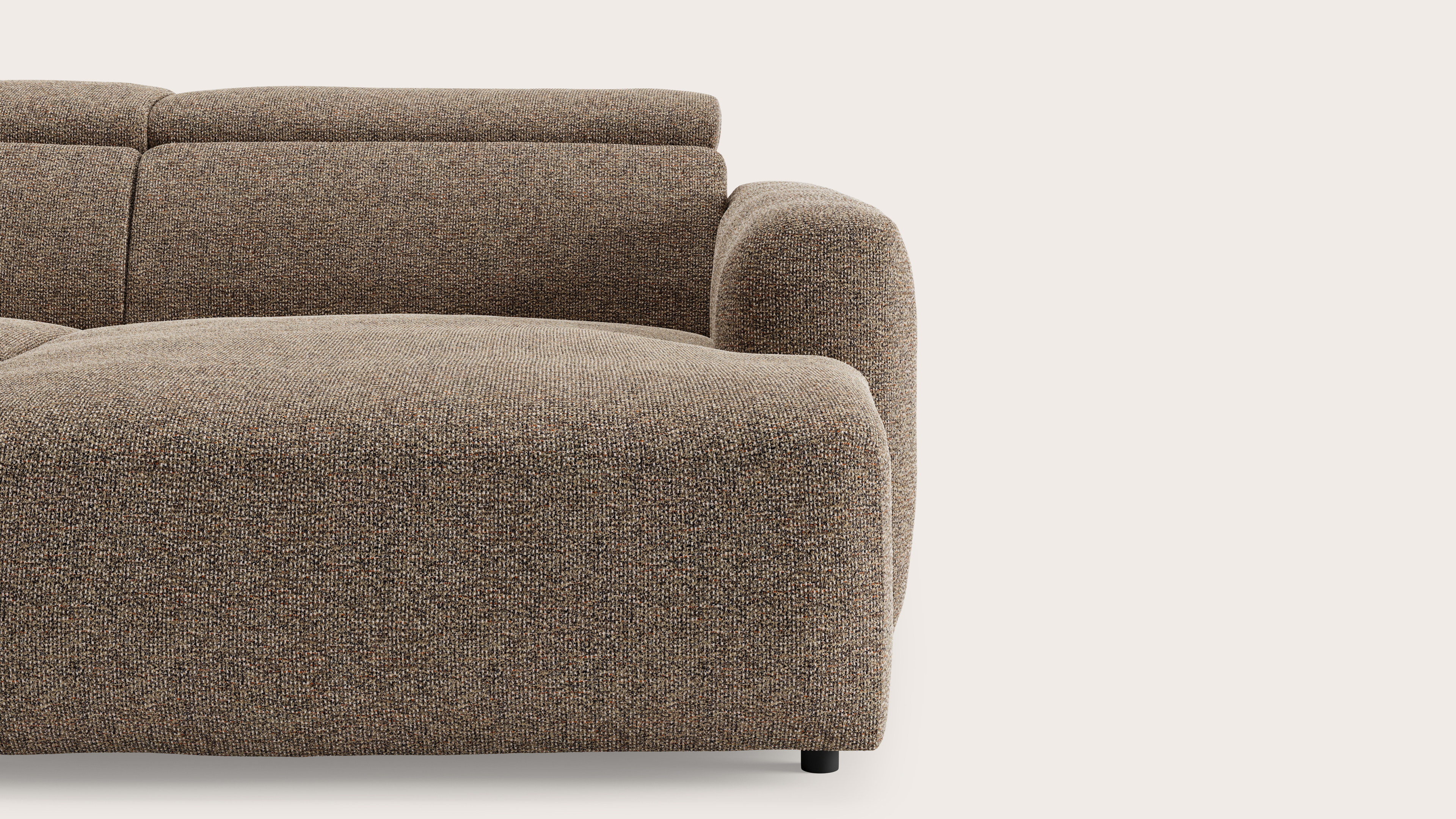 Canapé d'angle Lassa 3,5 places en Fresco tissu Wenge