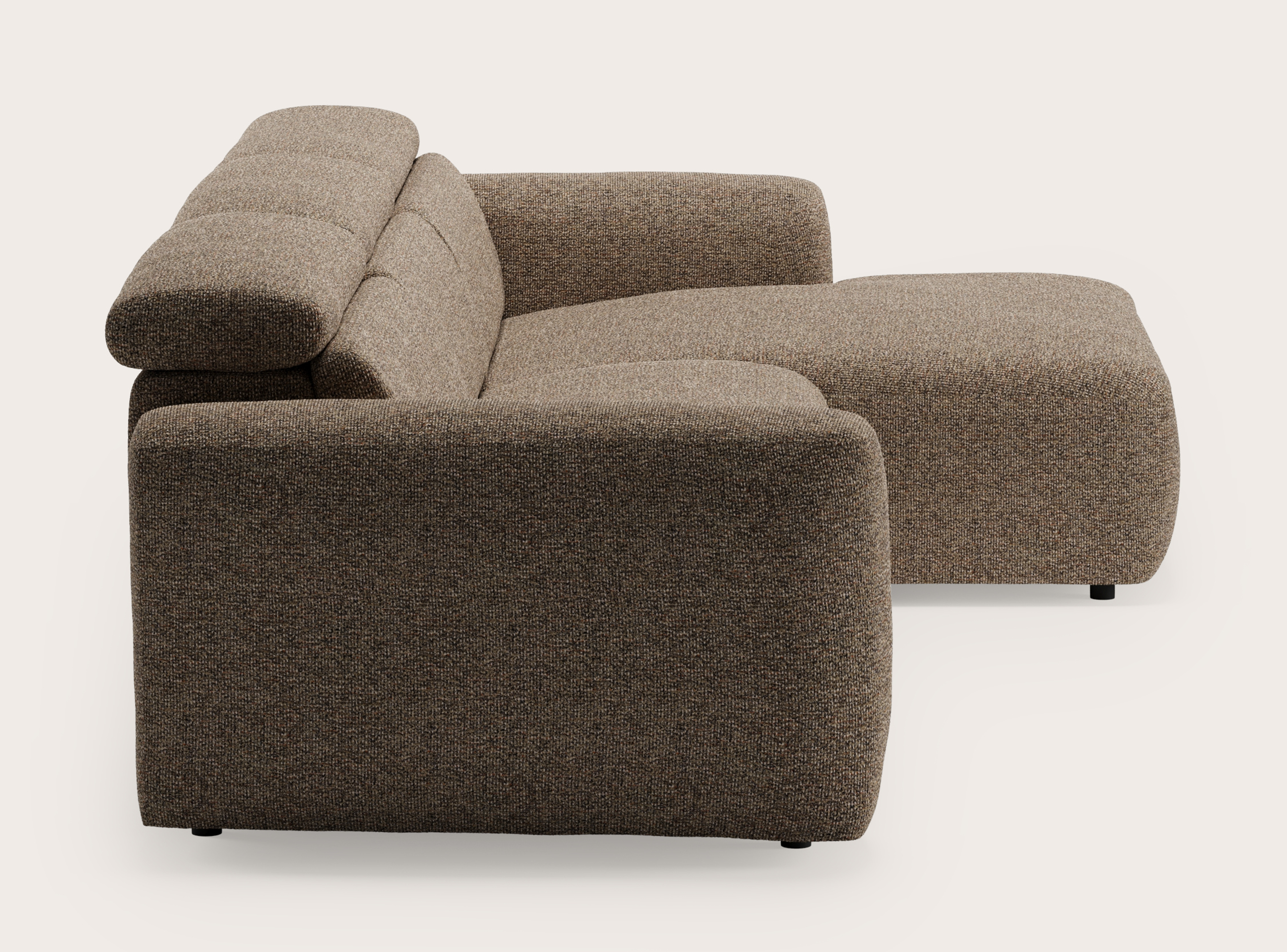 Canapé d'angle Lassa 3,5 places en Fresco tissu Wenge