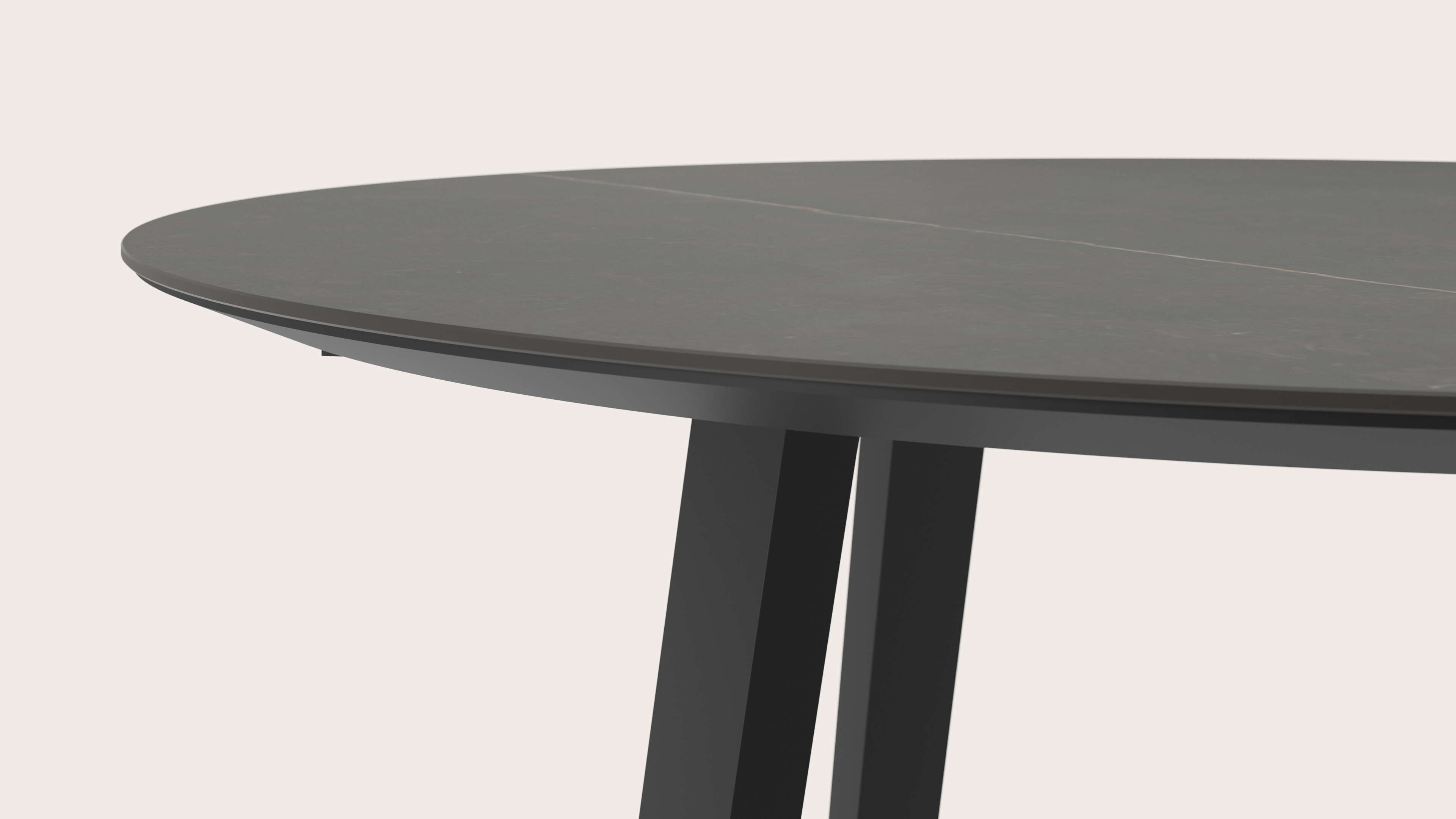 Eettafel Clino onderstel in zwart metaal met rond volkeramisch Ceramo blad in kleur Calatorao Ø120 x 77 cm
