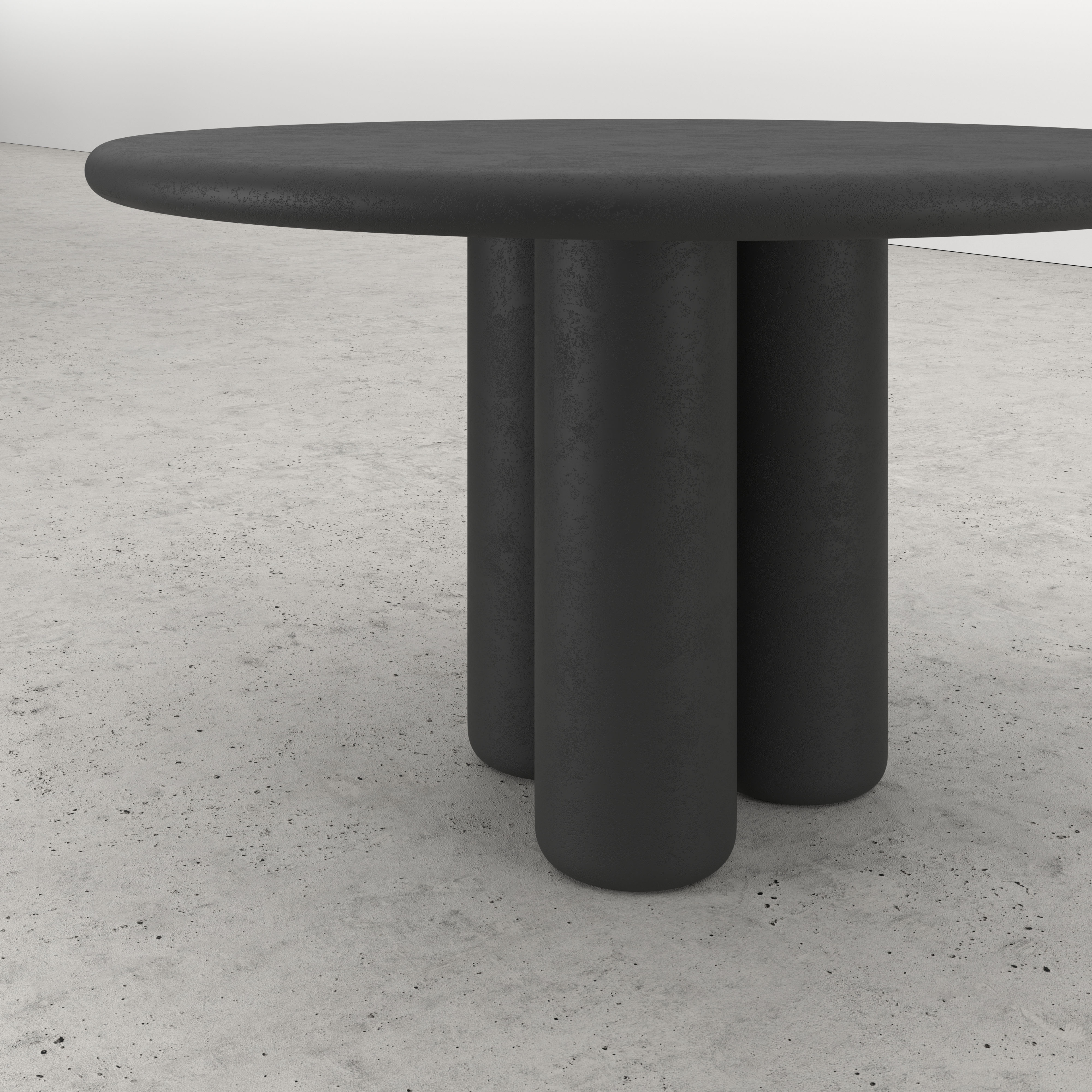 Eettafel Artisano met rond Artisano blad in Claylime kleur Charcoal