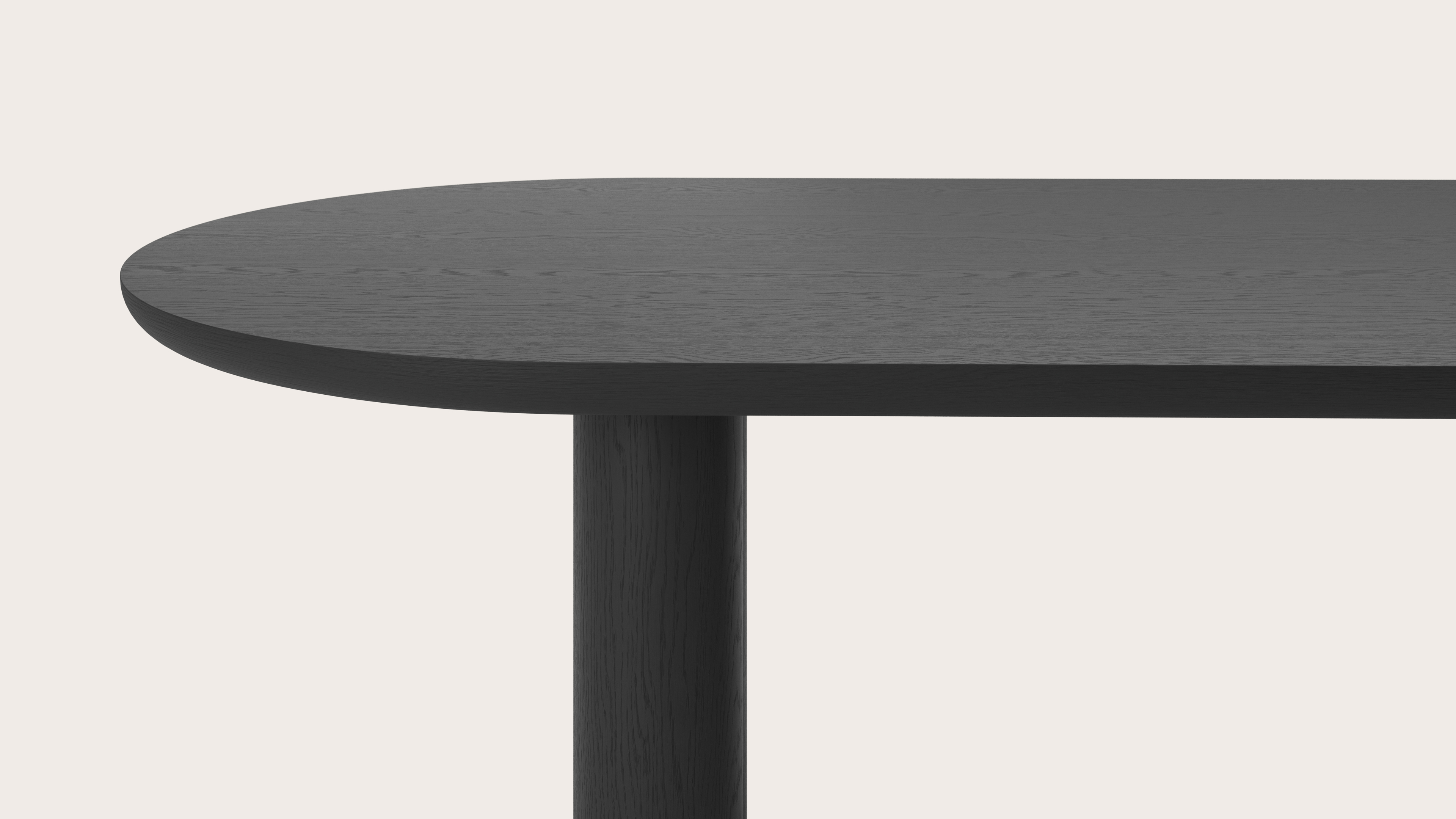 Table de salle à manger Amato Rondo armature avec plateau Amato en forme ovale plat  en chêne noir 260 x 110 x 79 cm