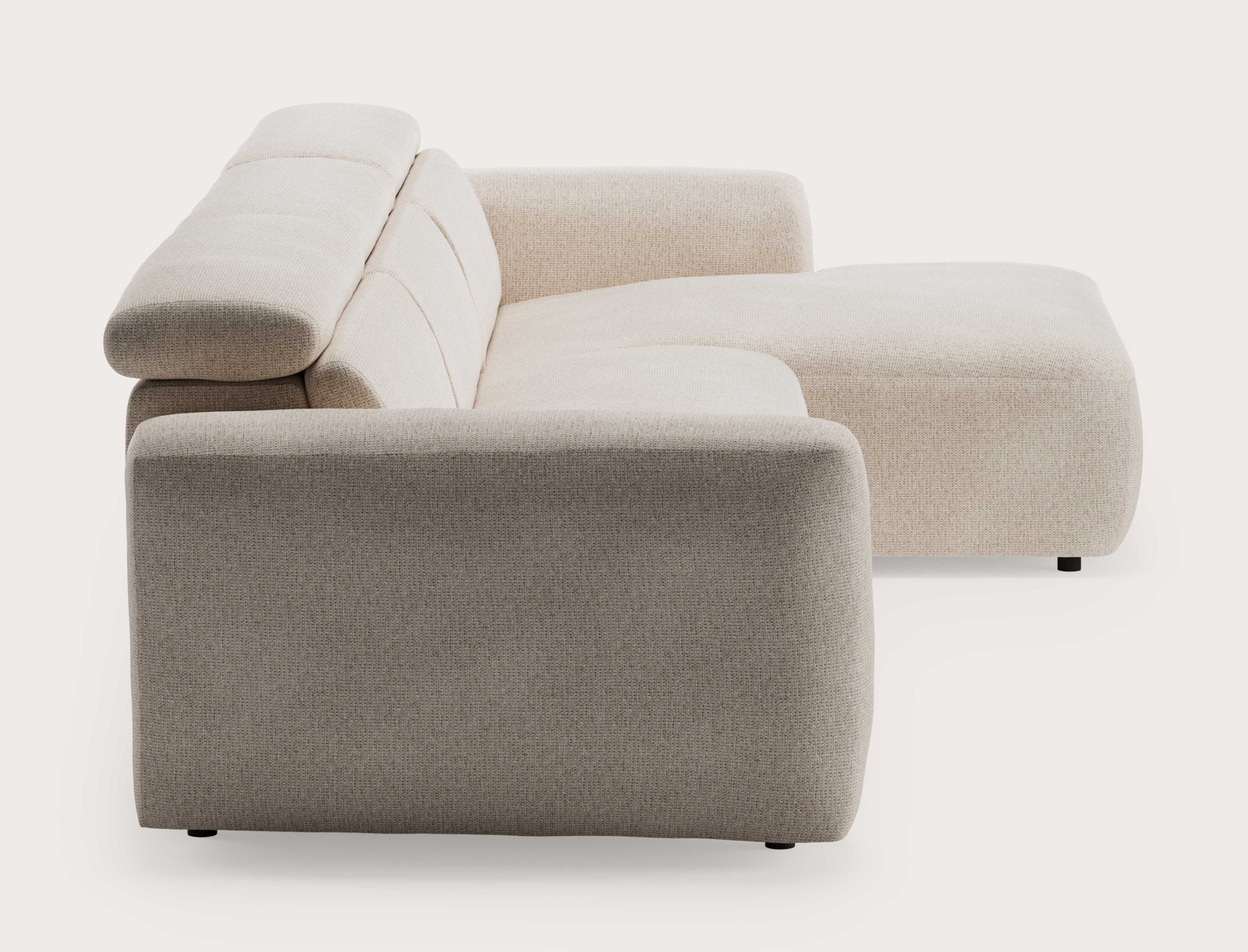 Canapé d'angle Lassa 4,5 places en Fuga tissu Natural