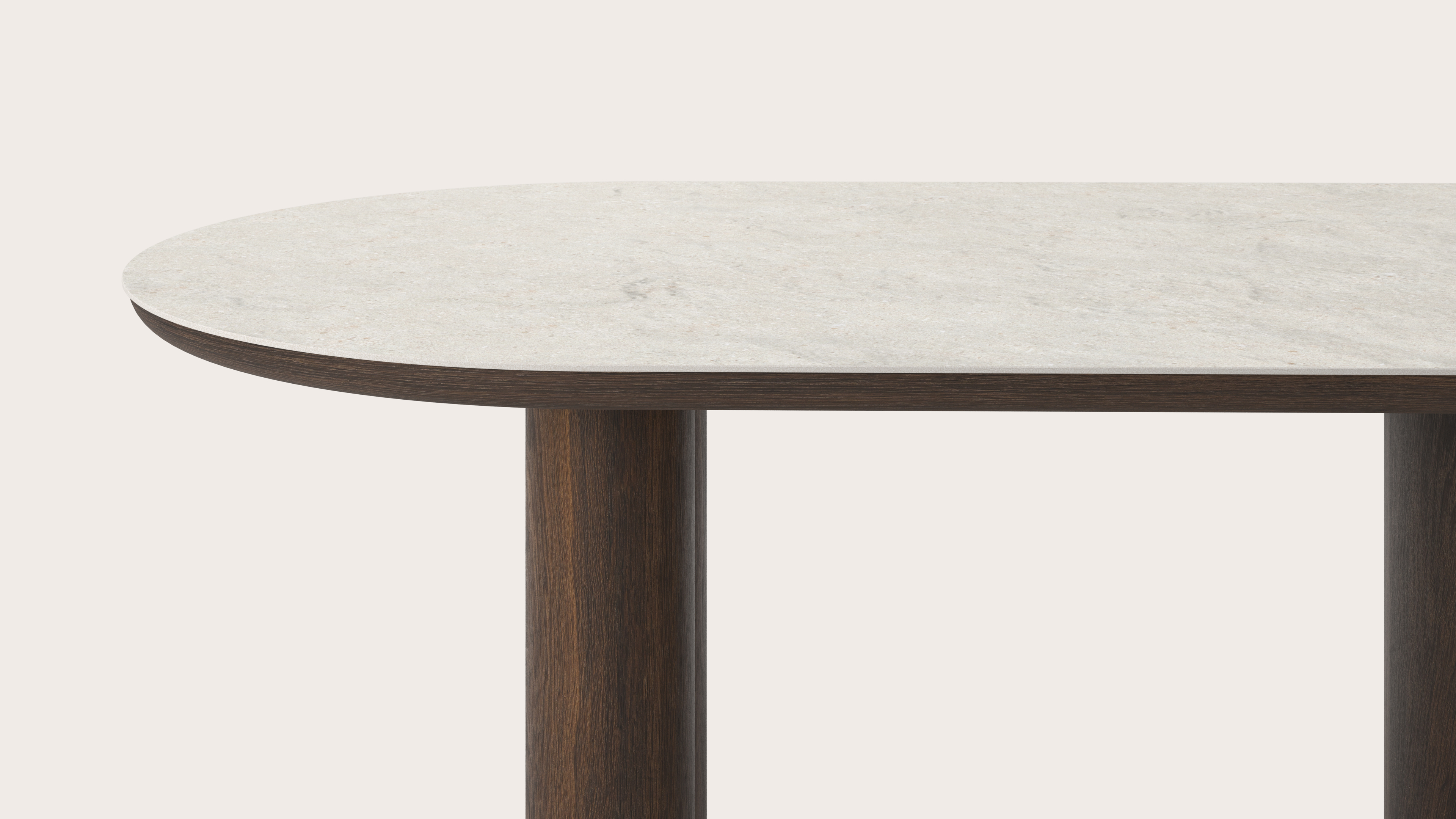 Table de salle à manger Amato Rondo armature en chêne fumé avec plateau Ceramo ovale plat en céramique en couleur Shilin 220 x 110 x 76 cm