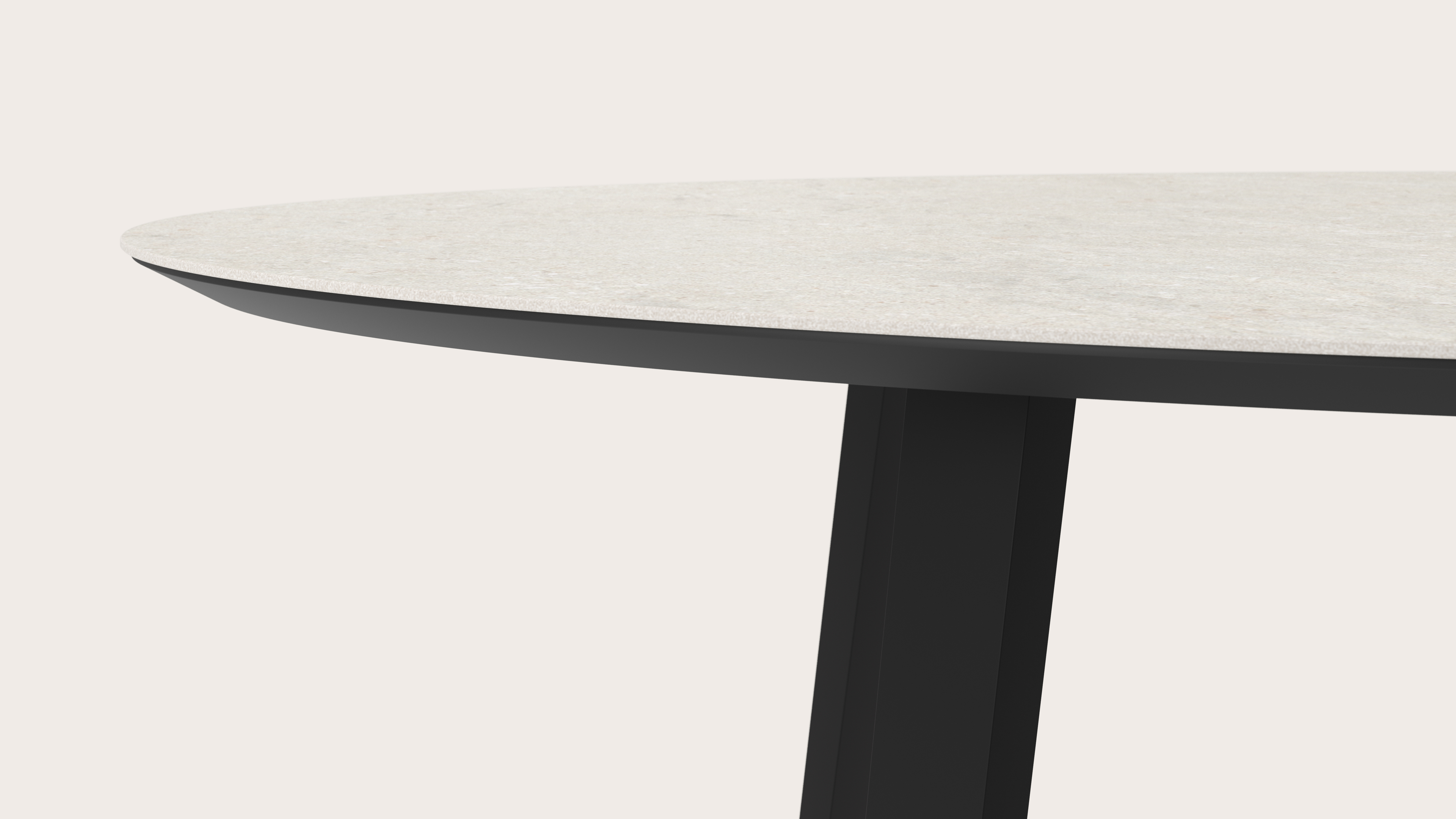 Table de salle à manger Clino armature en métal noir avec plateau Ceramo ovale en céramique en couleur Shilin 220 x 120 x 77 cm