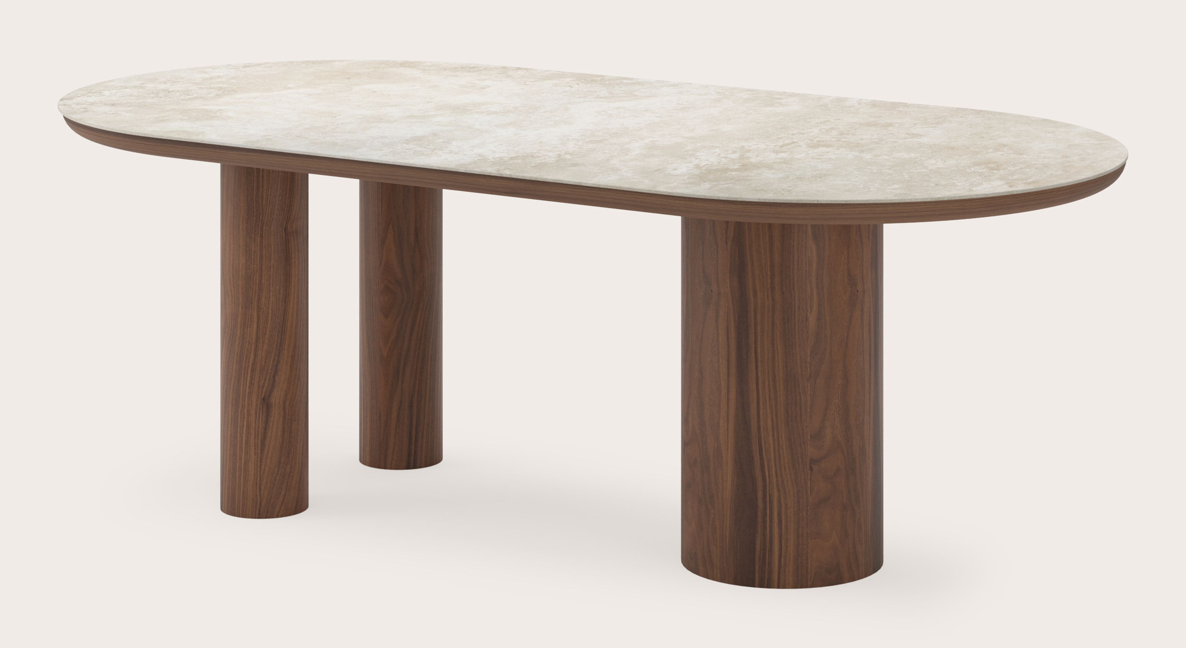 Table de salle à manger Amato Rondo armature en noyer avec plateau Ceramo ovale plat en céramique en couleur Rapolano 220 x 110 x 76 cm