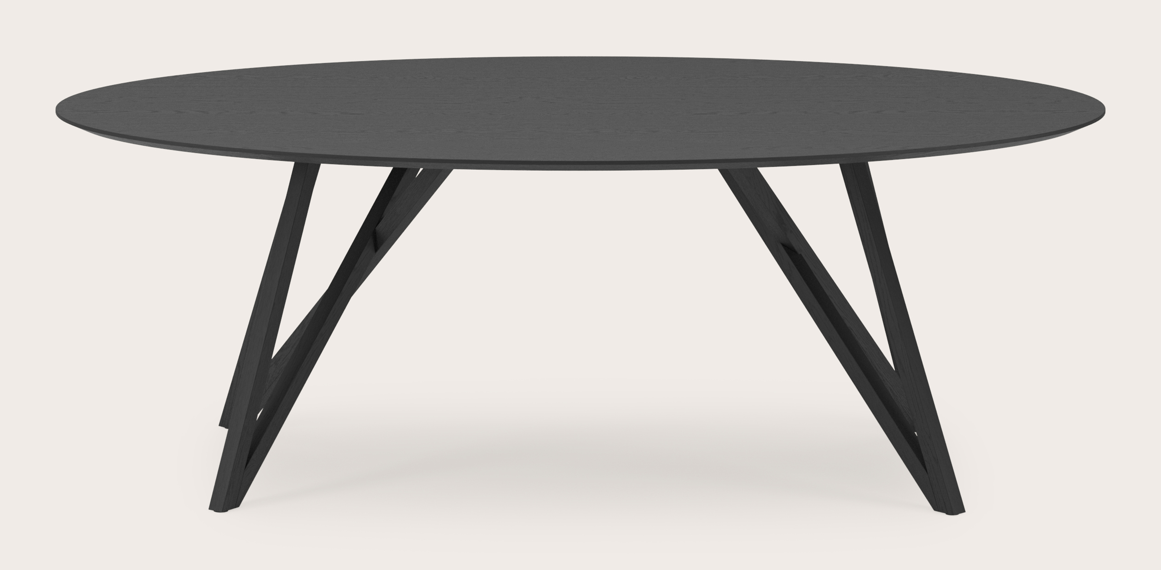 Table de salle à manger Ragno armature en chêne noir avec plateau Finesso en forme ovale en chêne noir 220 x 120 x 77 cm