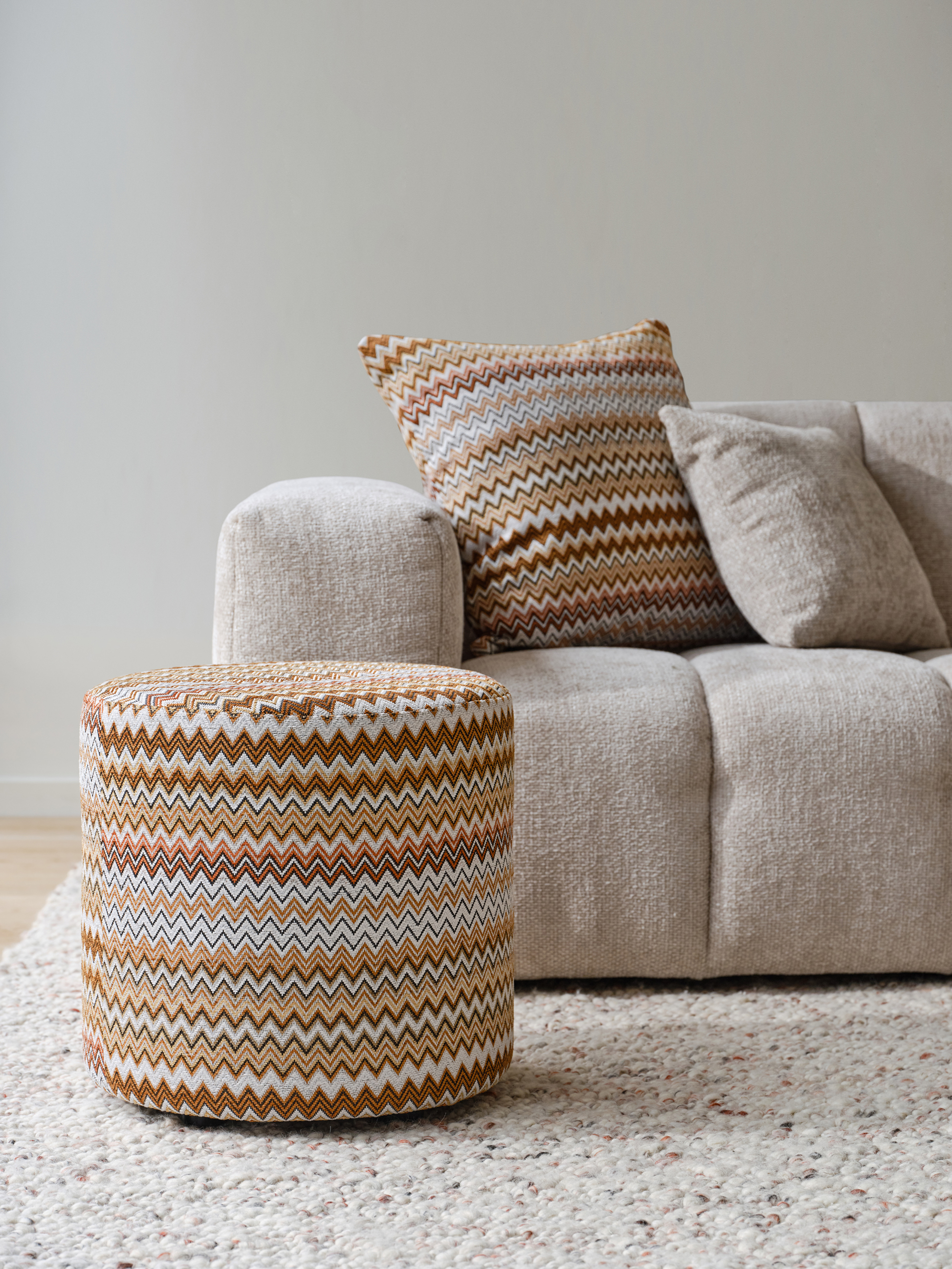 Tondo pouf - Vibio tissu Copper Ø45xH46cm