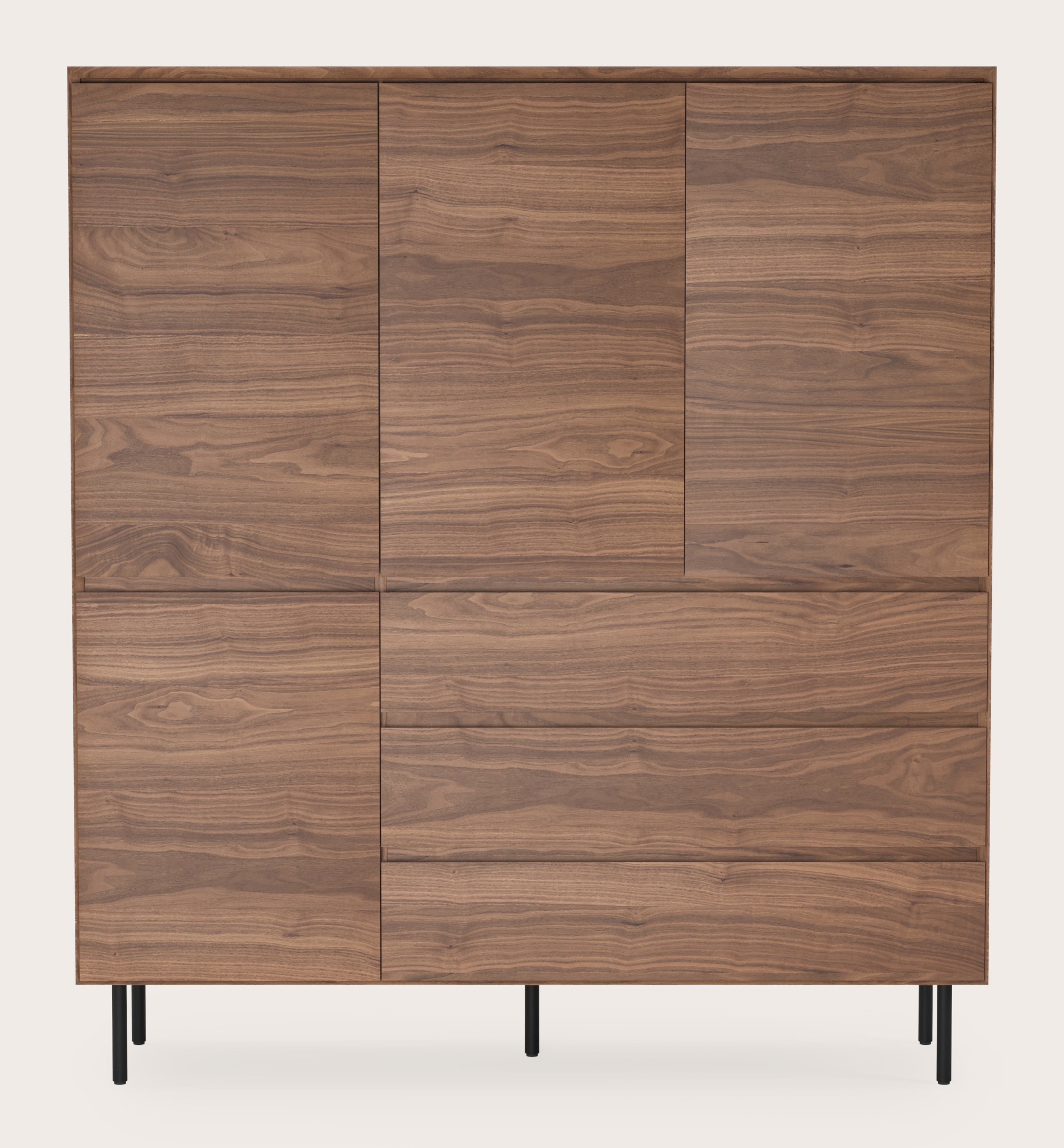 Armoire de bar Arno en noyer avec pieds ronds 150 x 45 cm