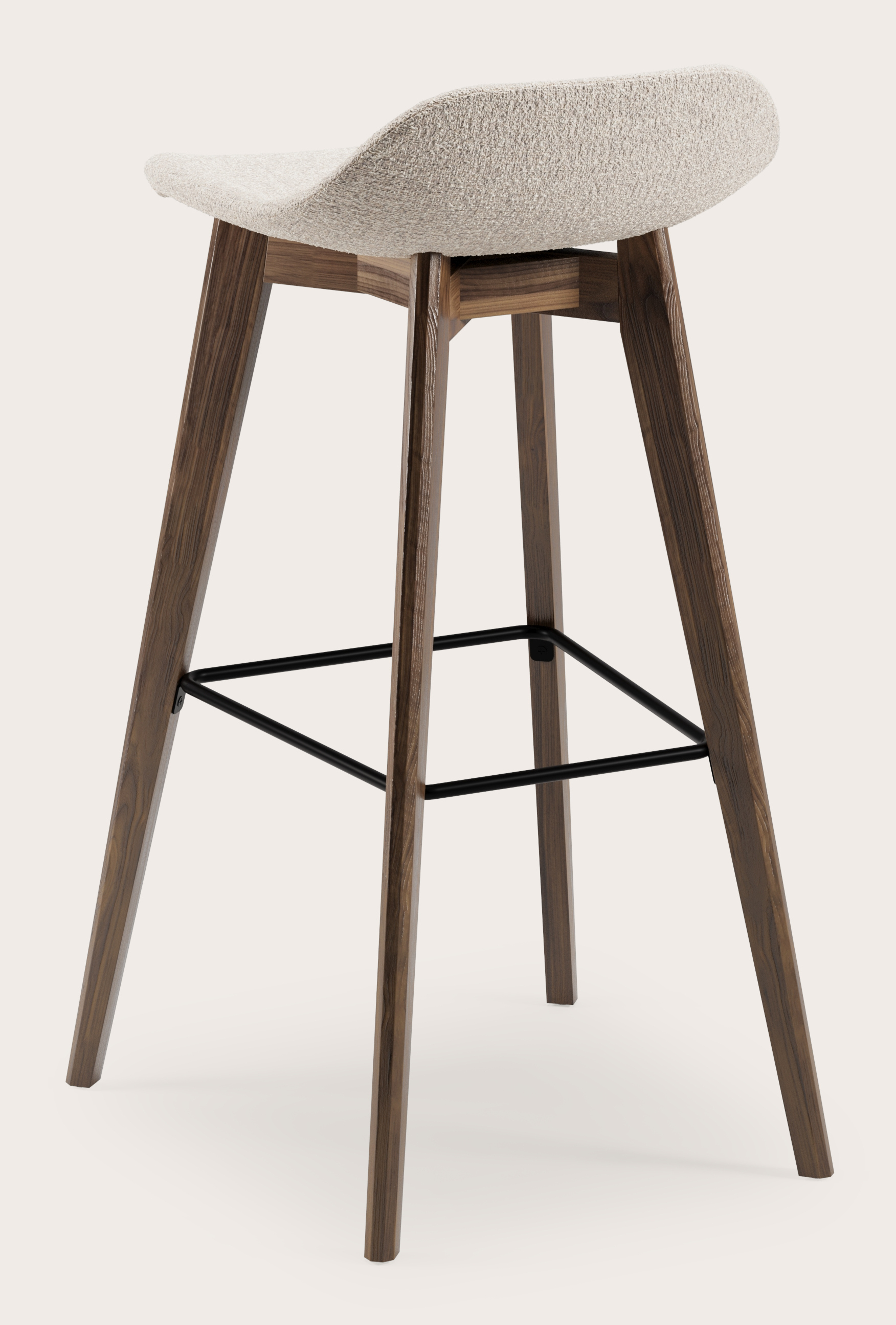 Vasco tabouret de bar haute noyer avec assise en Stanza tissu Natural