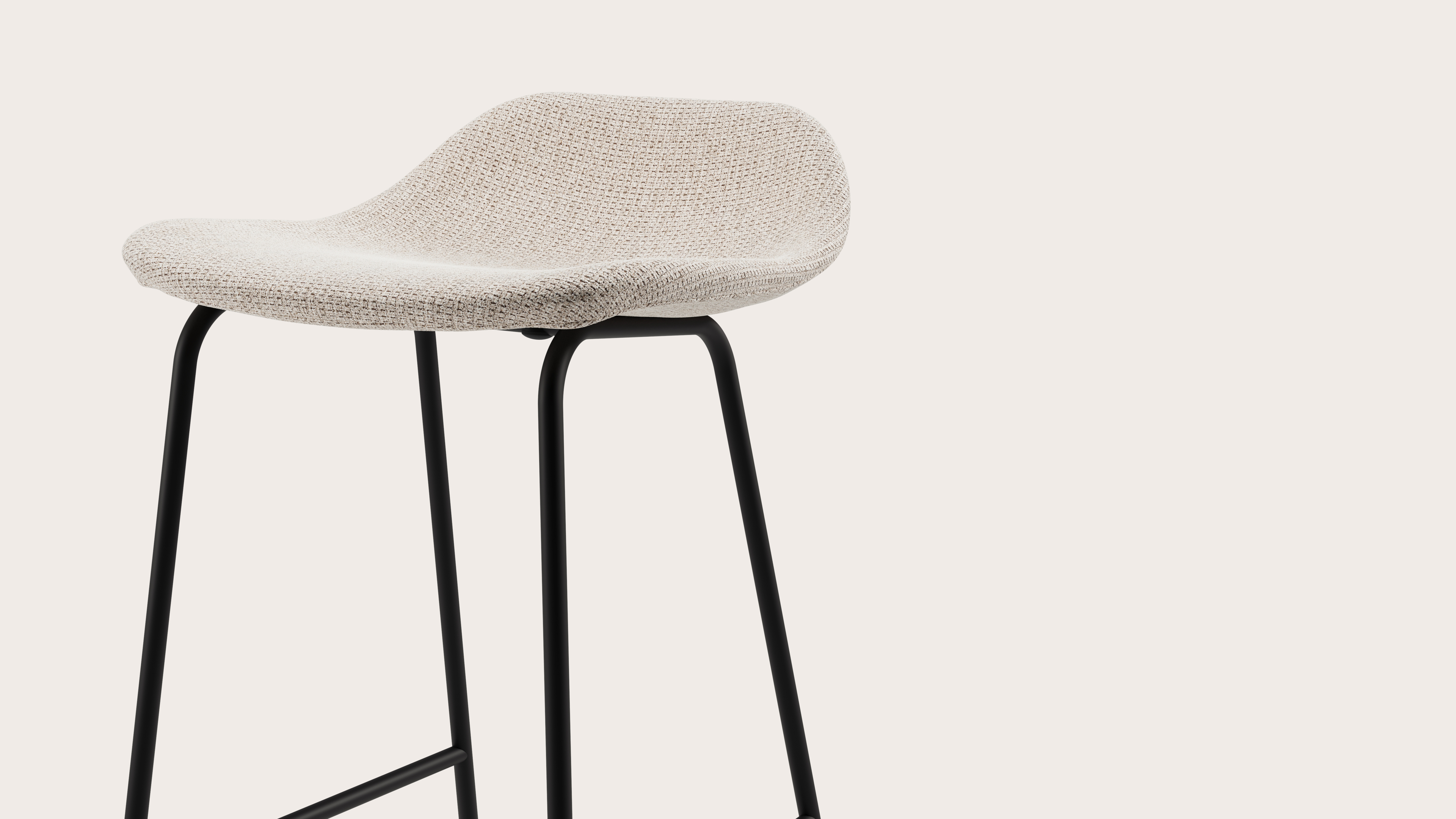 Vasco tabouret de bar haute métal noir avec assise en Fuga tissu Natural