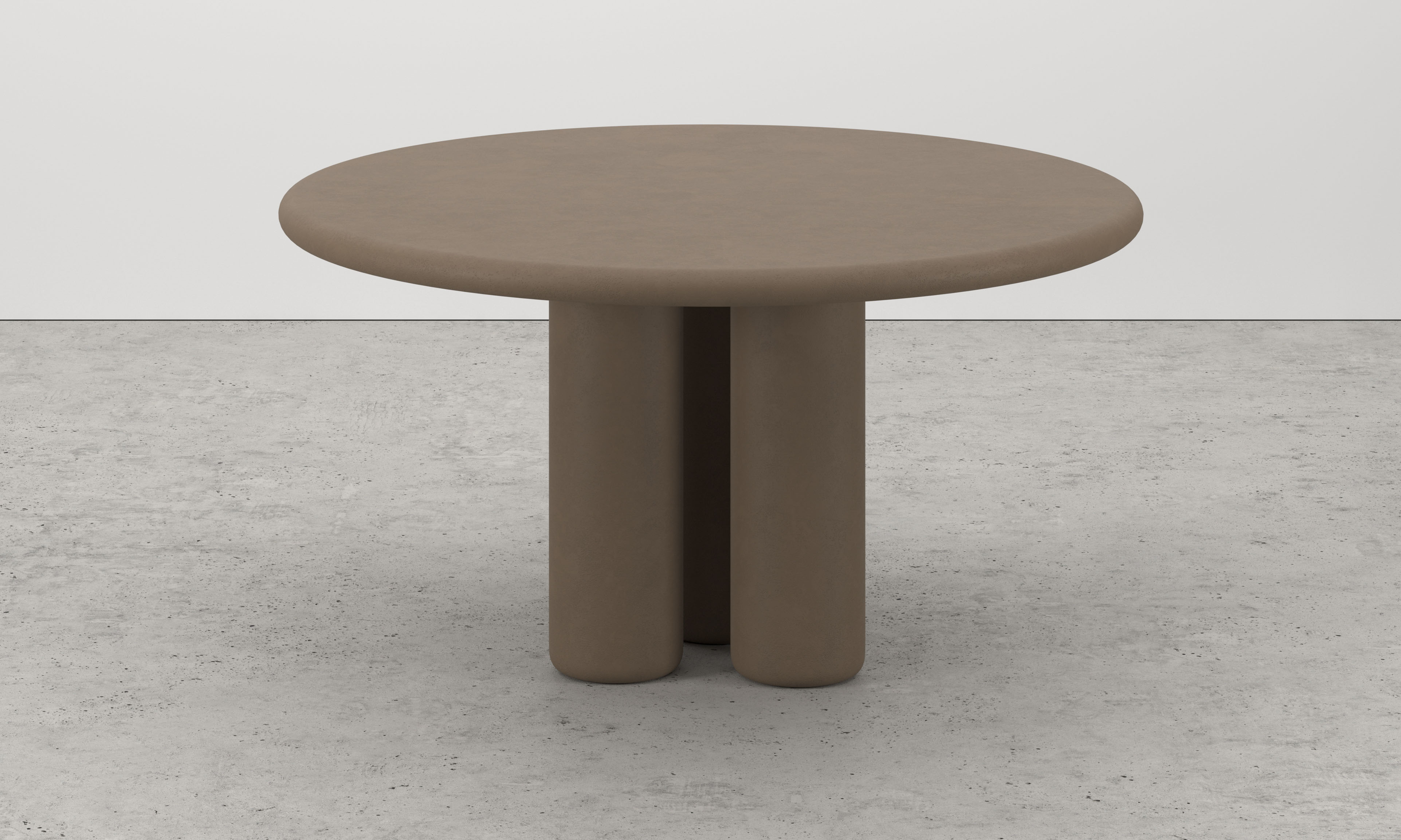 Eettafel Artisano met rond Artisano blad in Claylime kleur Desert
