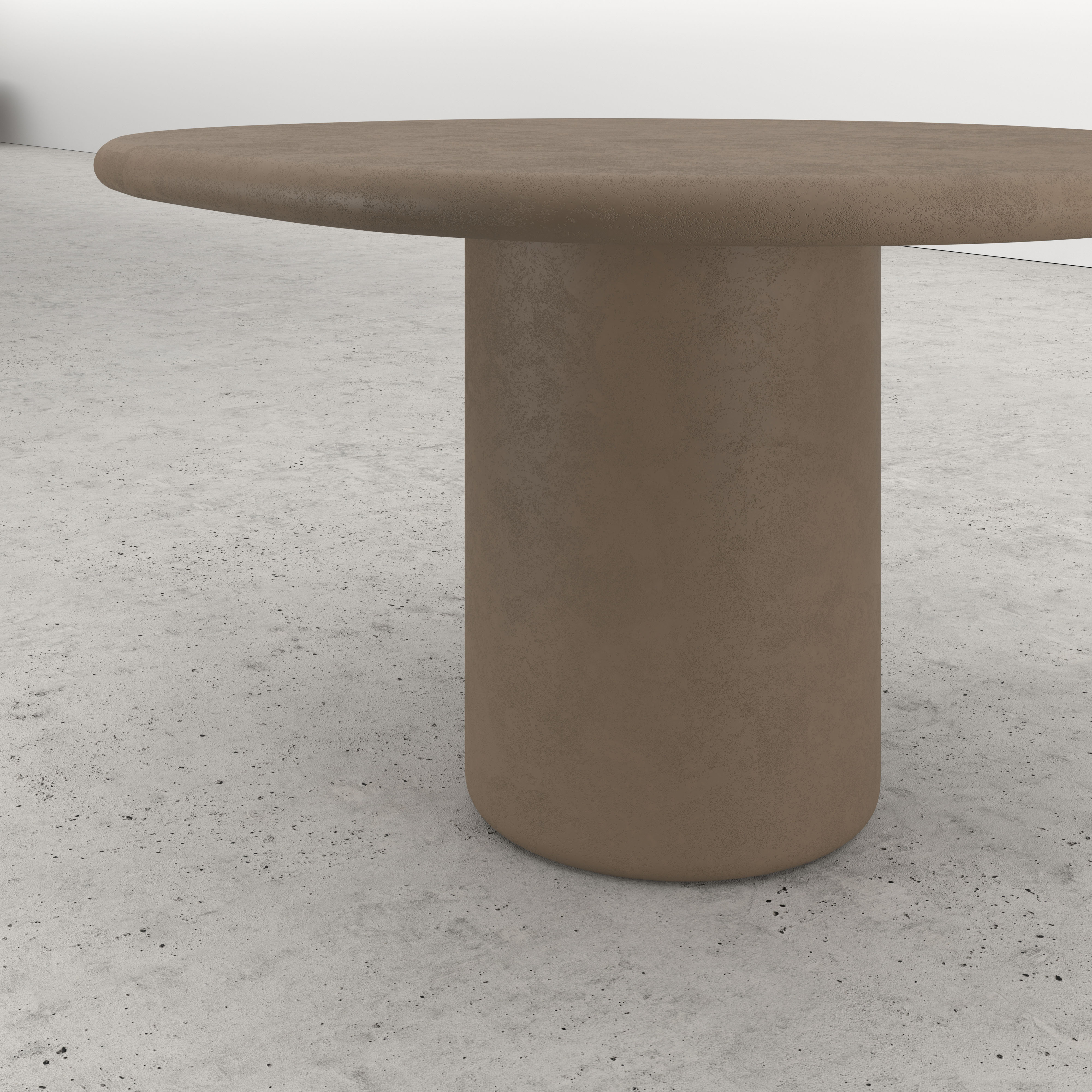 Eettafel Artisano met pebblevormig Artisano blad in Claylime kleur Desert