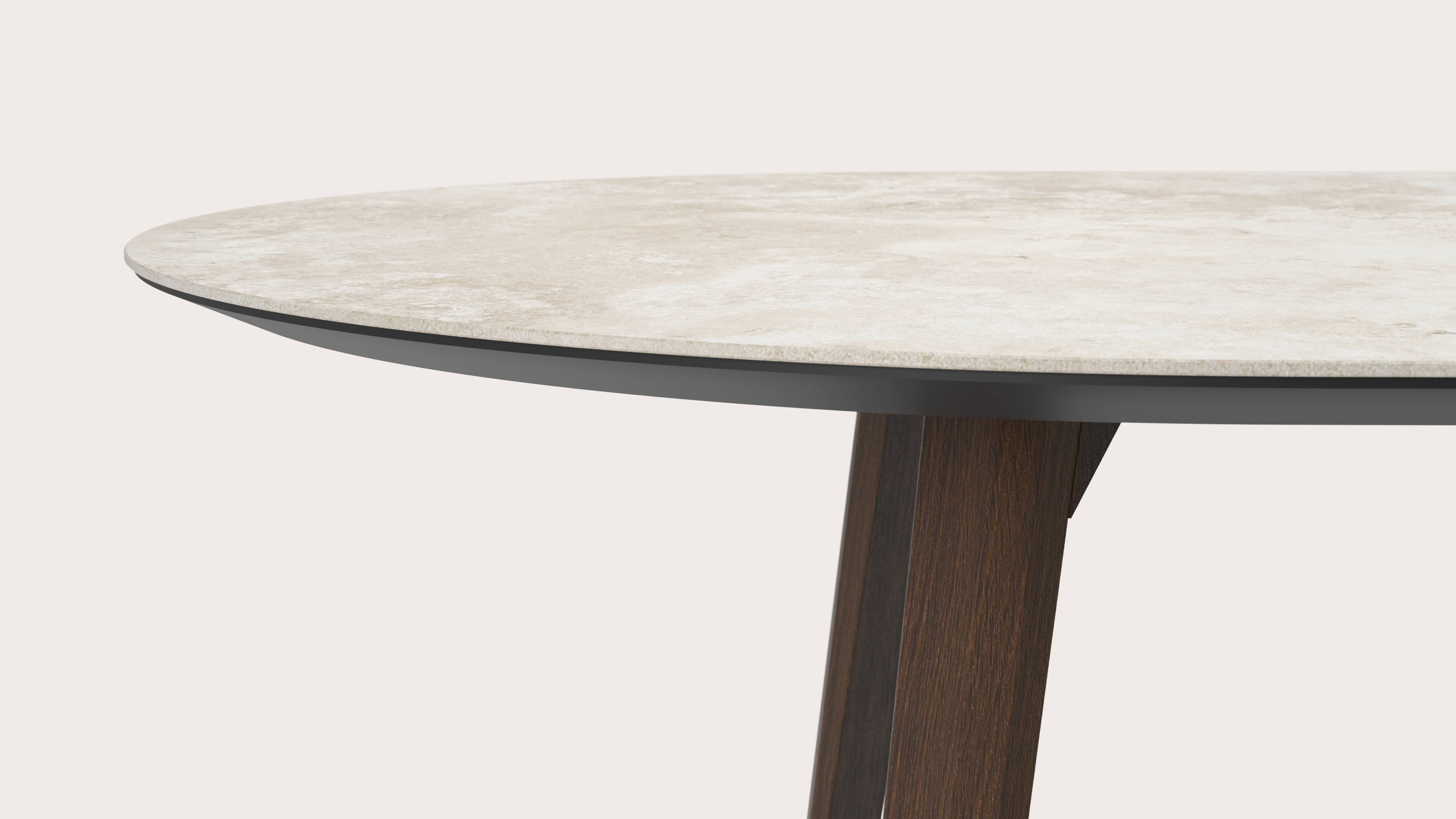 Table de salle à manger Clino armature en chêne fumé avec plat plateau Ceramo ovale en céramique en couleur Rapolano 300 x 120 x 77 cm