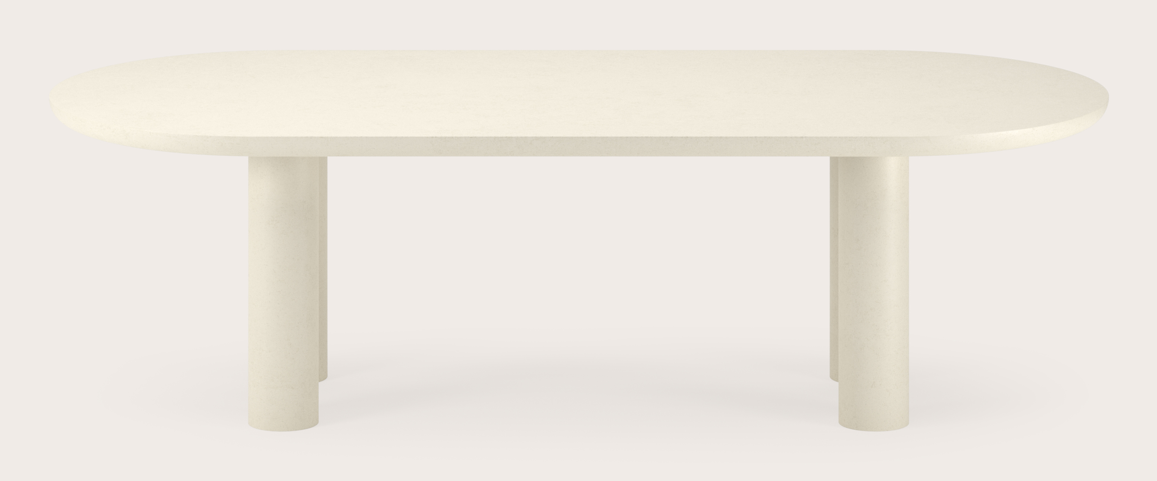 Table de salle à manger Amato Rondo armature avec plateau Amato en forme ovale plat en Claylime en couleur Ecru 260 x 110 x 79 cm