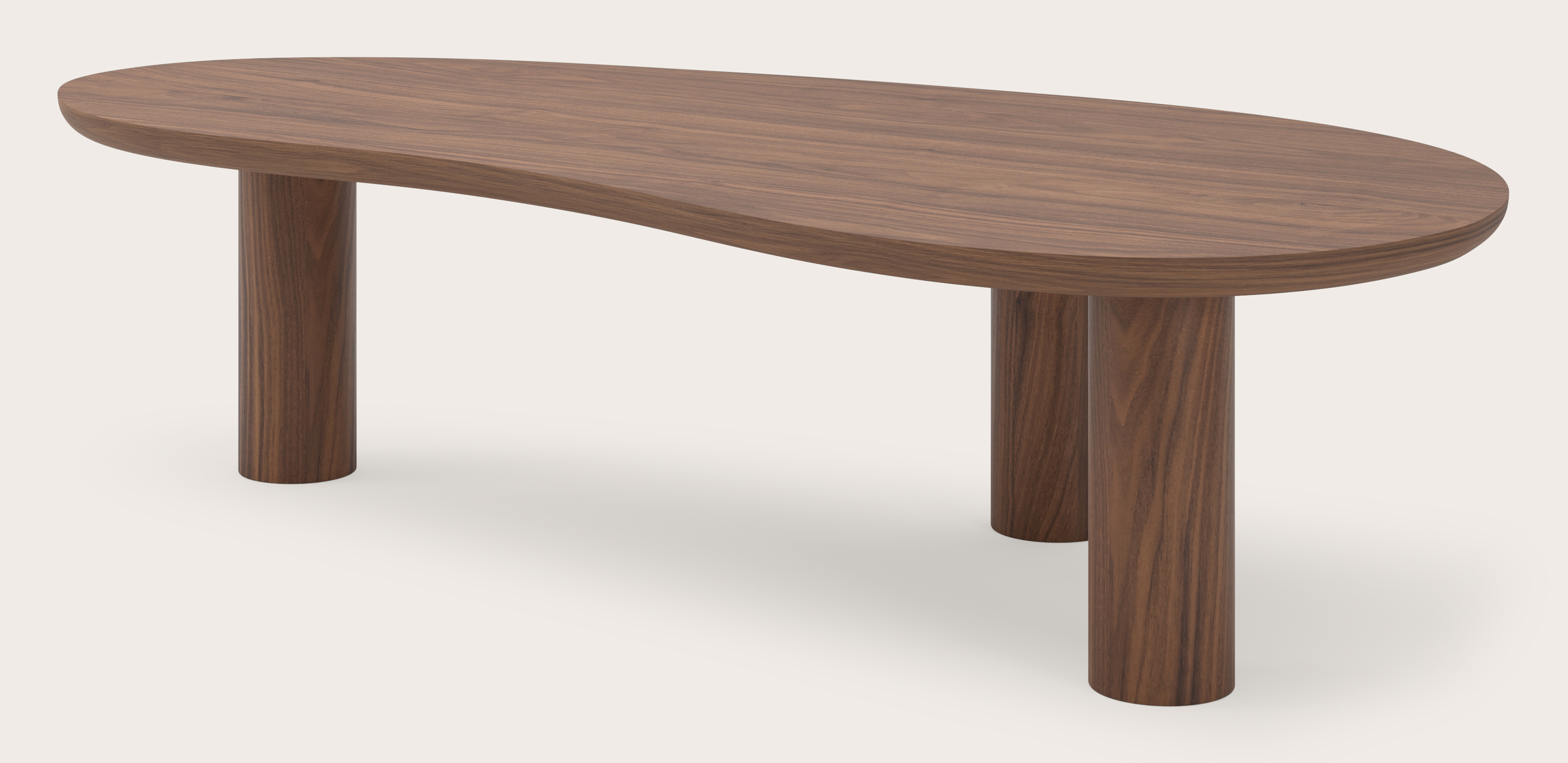 Table basse Amato XSmall Rondo armature avec plateau Amato en forme blob en noyer 157 x 80 x 39 cm