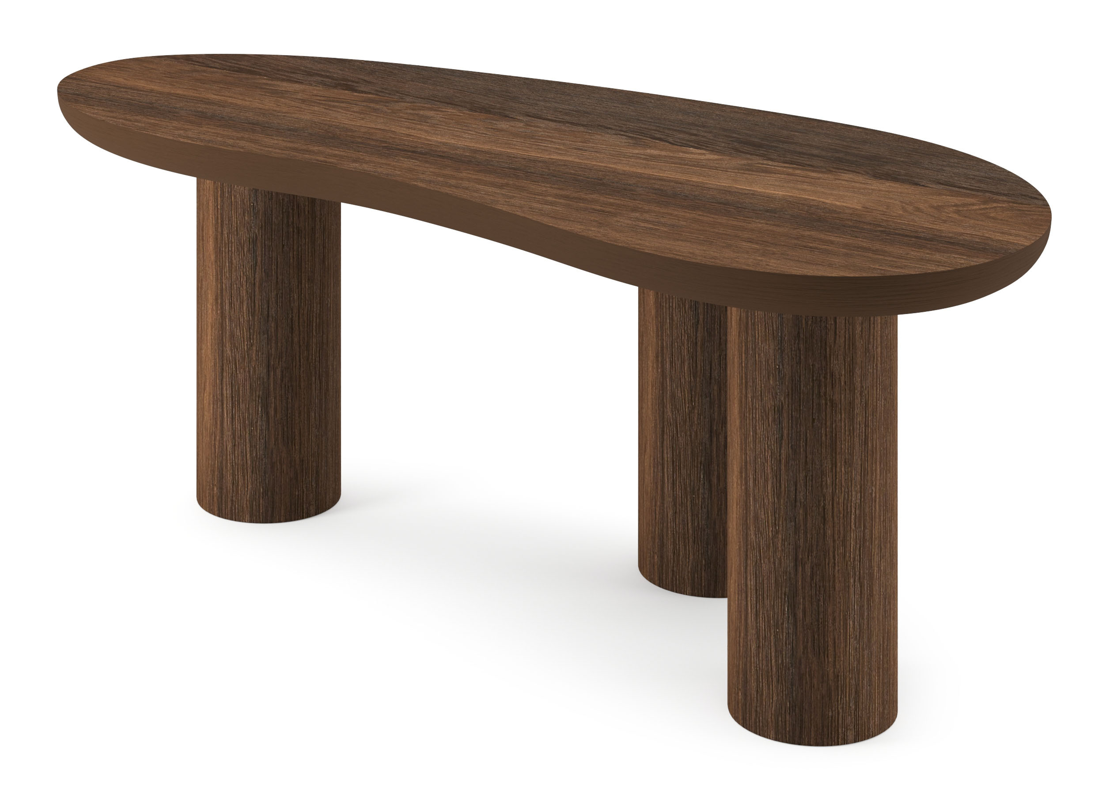 Table basse Amato Rondo XSmall armature avec plateau Amato en forme blob en chêne fumé 89 x 39 x 34 cm