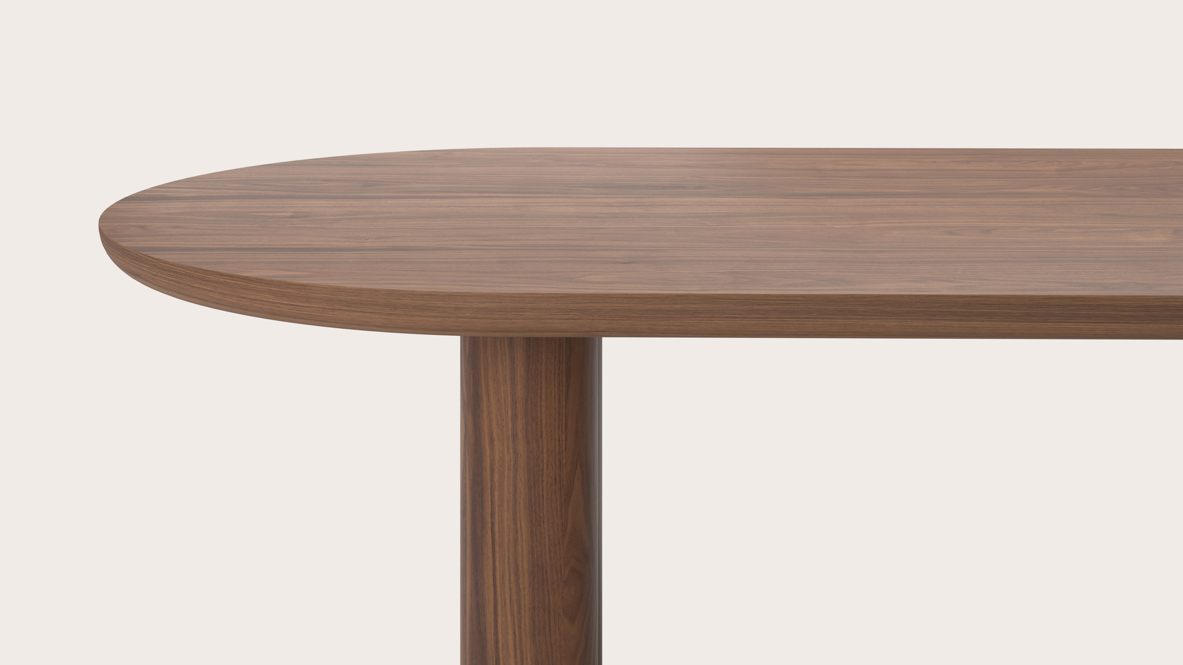 Eettafel Amato Rondo onderstel met plat ovaal Amato blad in walnoot 300 x 115 x 79 cm