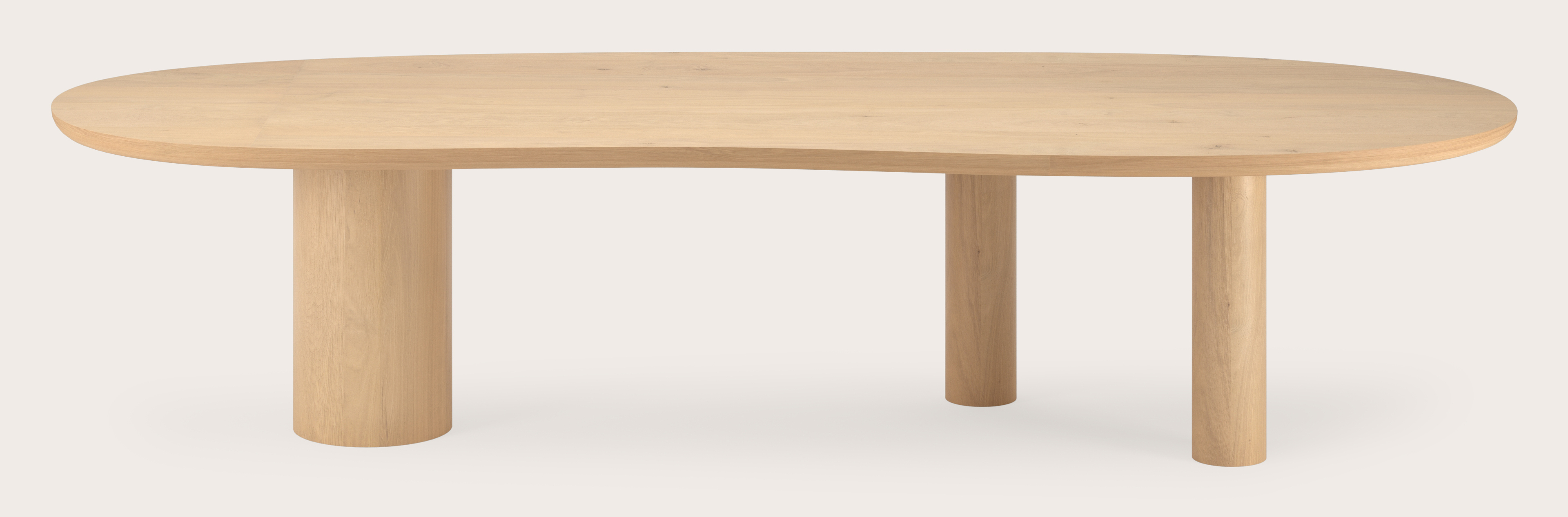 Table de salle à manger Amato Rondo armature avec plateau Amato en forme blob en chêne couleur naturelle 340 x 127 x 79 cm