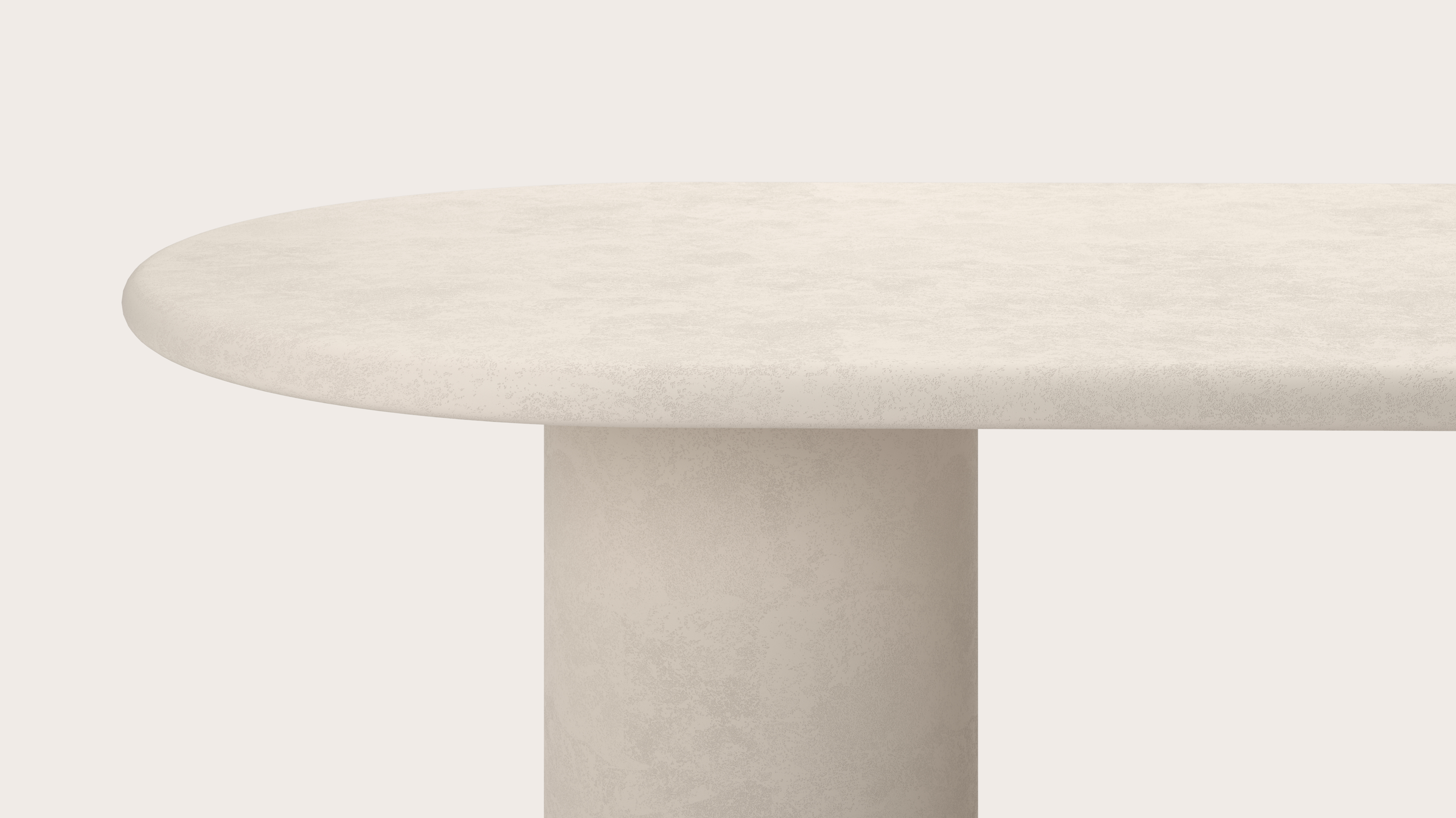 Table de salle à manger Artisano avec plateau Artisano ovale plat en Claylime couleur Eggshell