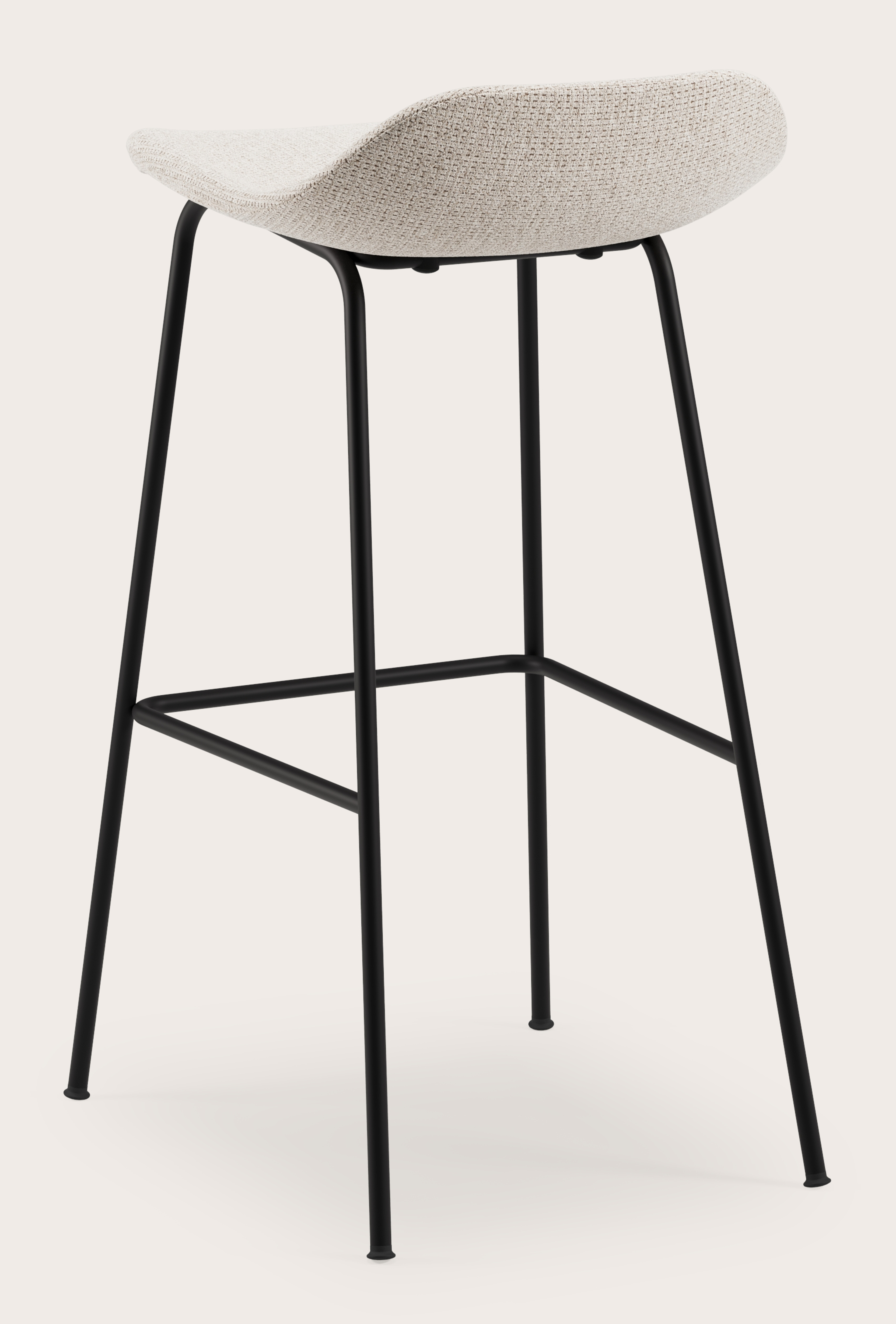 Vasco tabouret de bar haute métal noir avec assise en Fuga tissu Natural