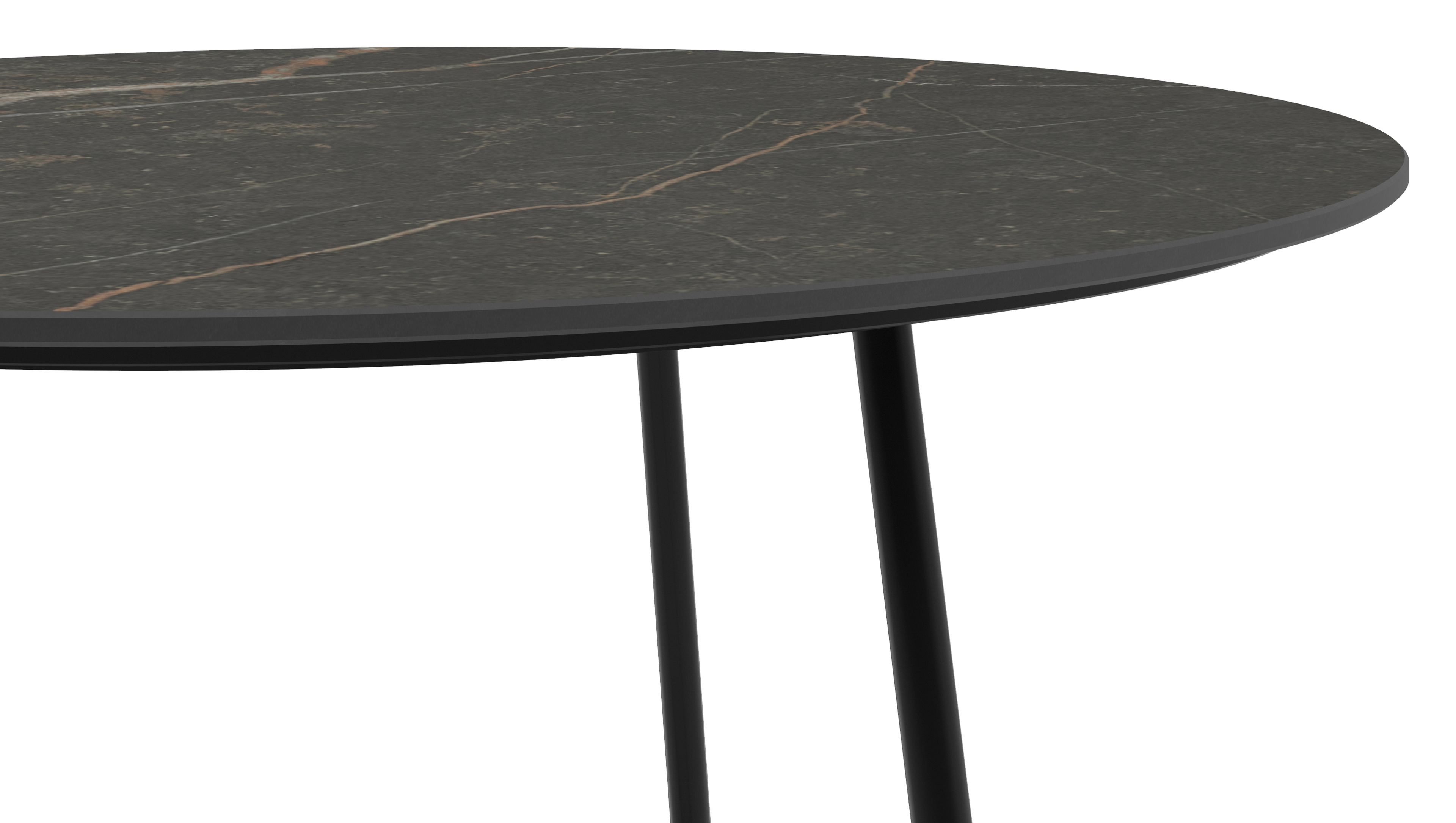 Bijzettafel Marzo onderstel zwart metaal met Ceramo blad keramiek in kleur Black Obsession
