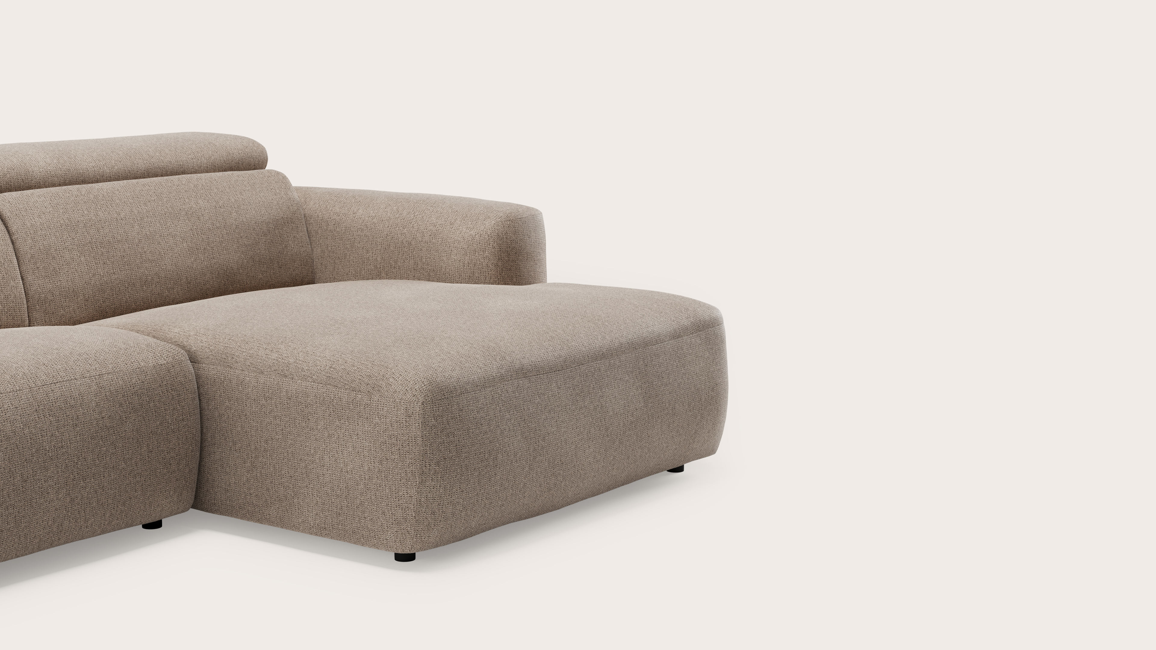 Canapé d'angle Lassa 4,5 places en Fuga tissu Taupe