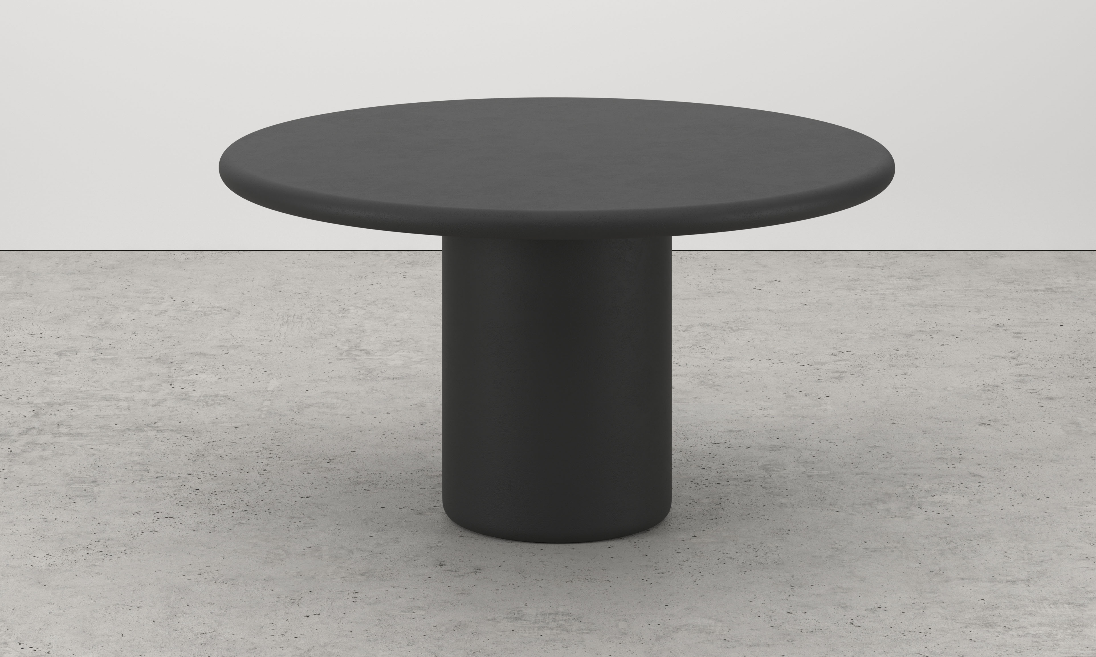 Eettafel Artisano met rond Artisano blad in Claylime kleur Charcoal