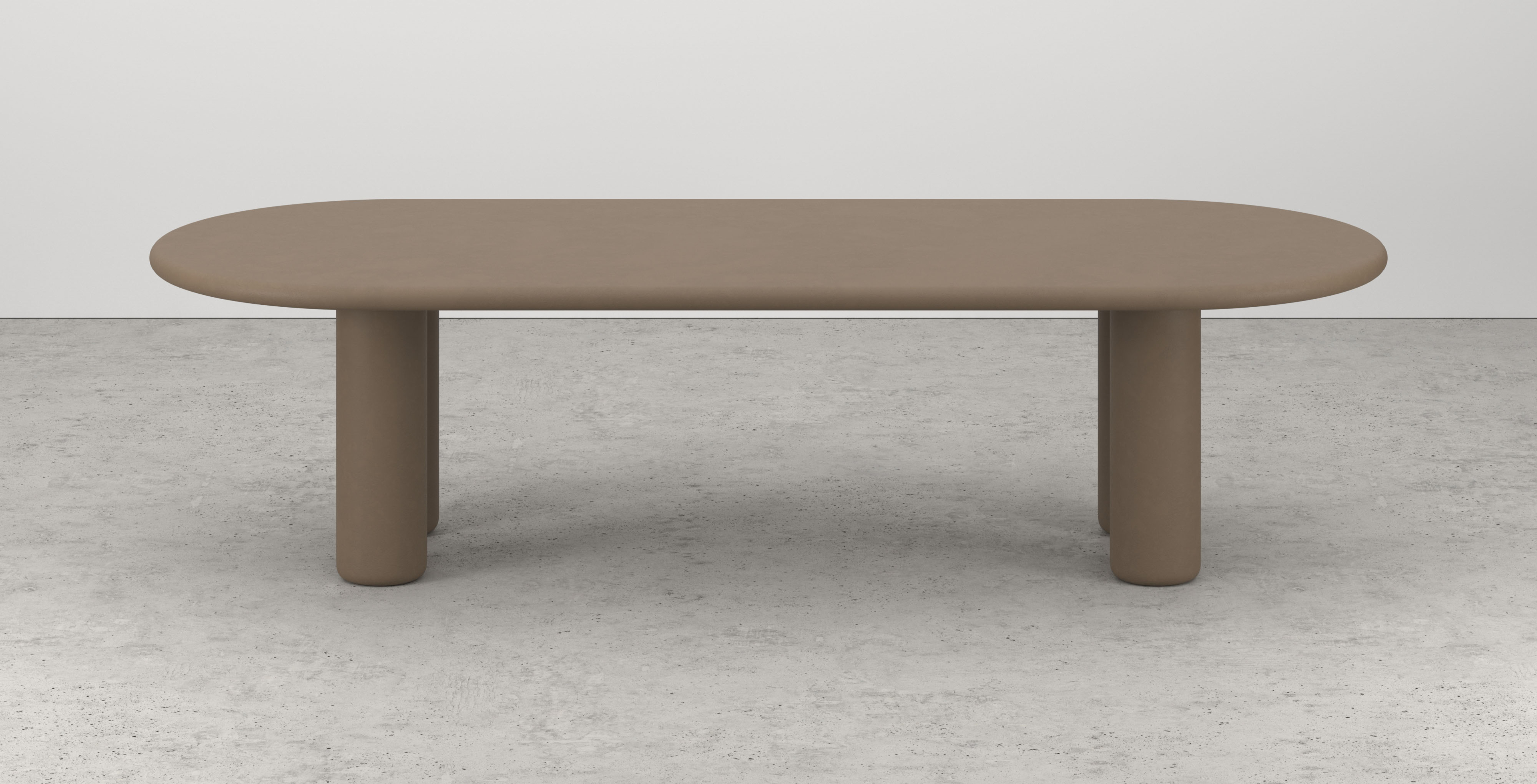 Eettafel Artisano met plat ovaal Artisano blad in Claylime kleur Desert
