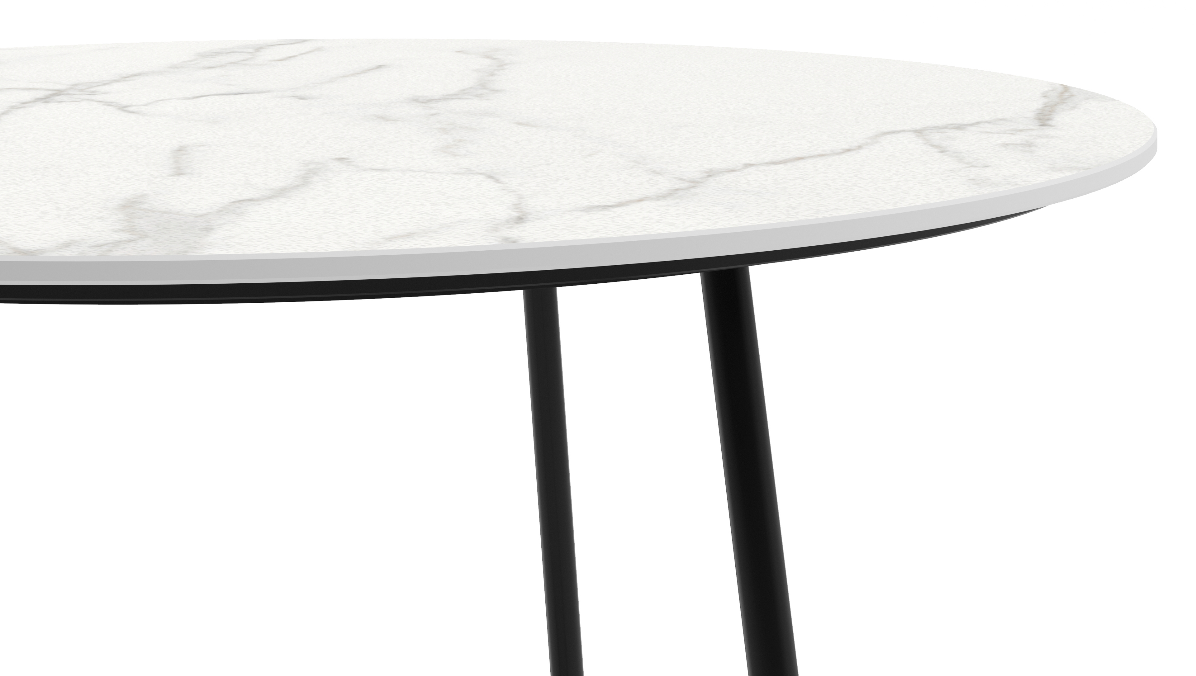 Table d'appoint Marzo armature métal noir avec plateau de table Ceramo en céramique couleur Calacatta