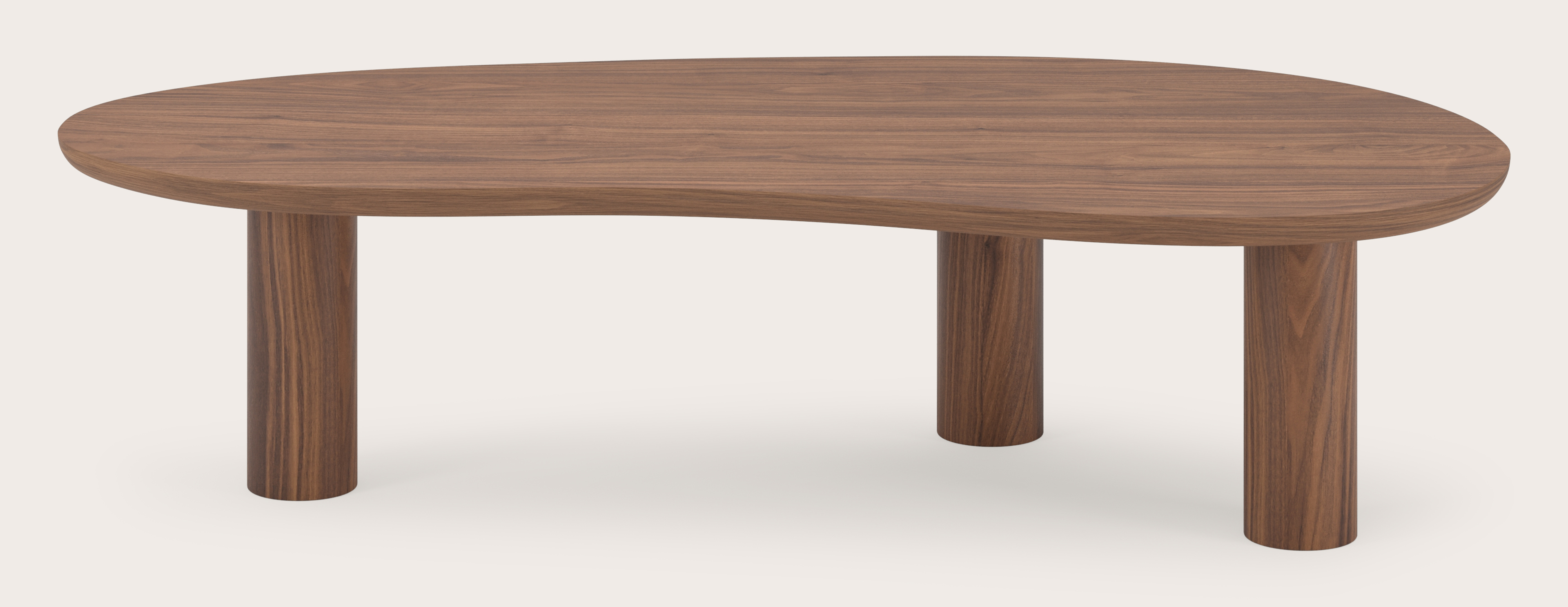 Table basse Amato XSmall Rondo armature avec plateau Amato en forme blob en noyer 157 x 80 x 39 cm