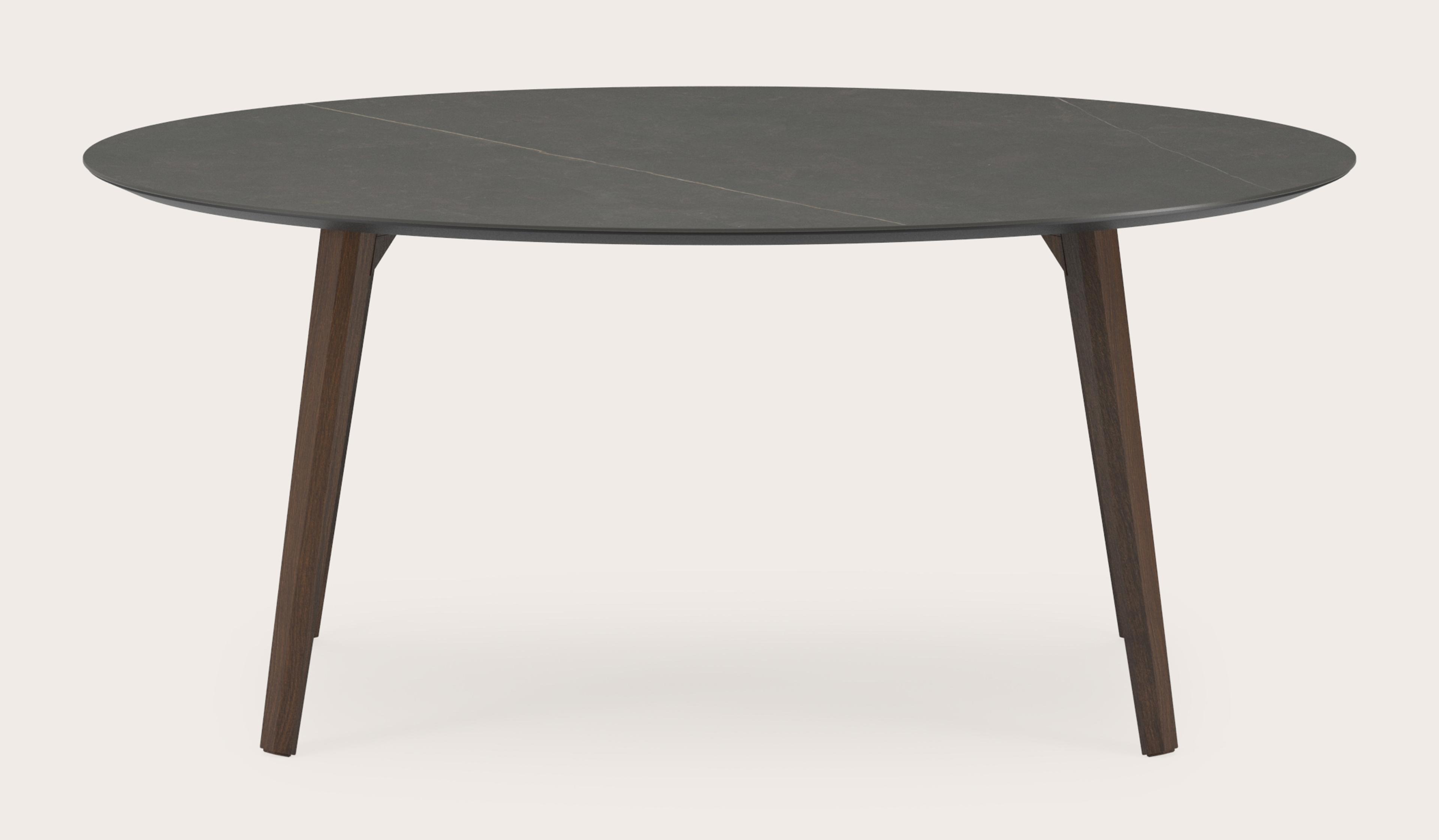 Table de salle à manger Clino armature en chêne fumé avec plateau Ceramo ovale en céramique en couleur Calatorao 180 x 110 x 77 cm