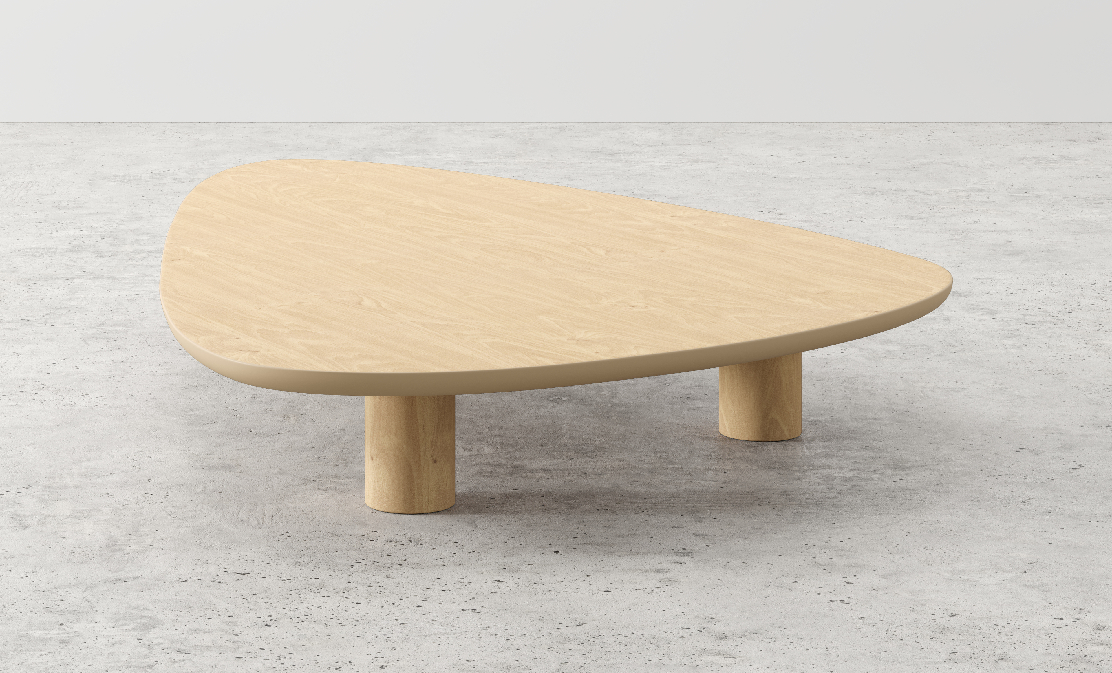Salontafel Amato XSmall Rondo onderstel met plectrumvormig Amato blad in natuurkleurige eik 180 x 125 x 24 cm